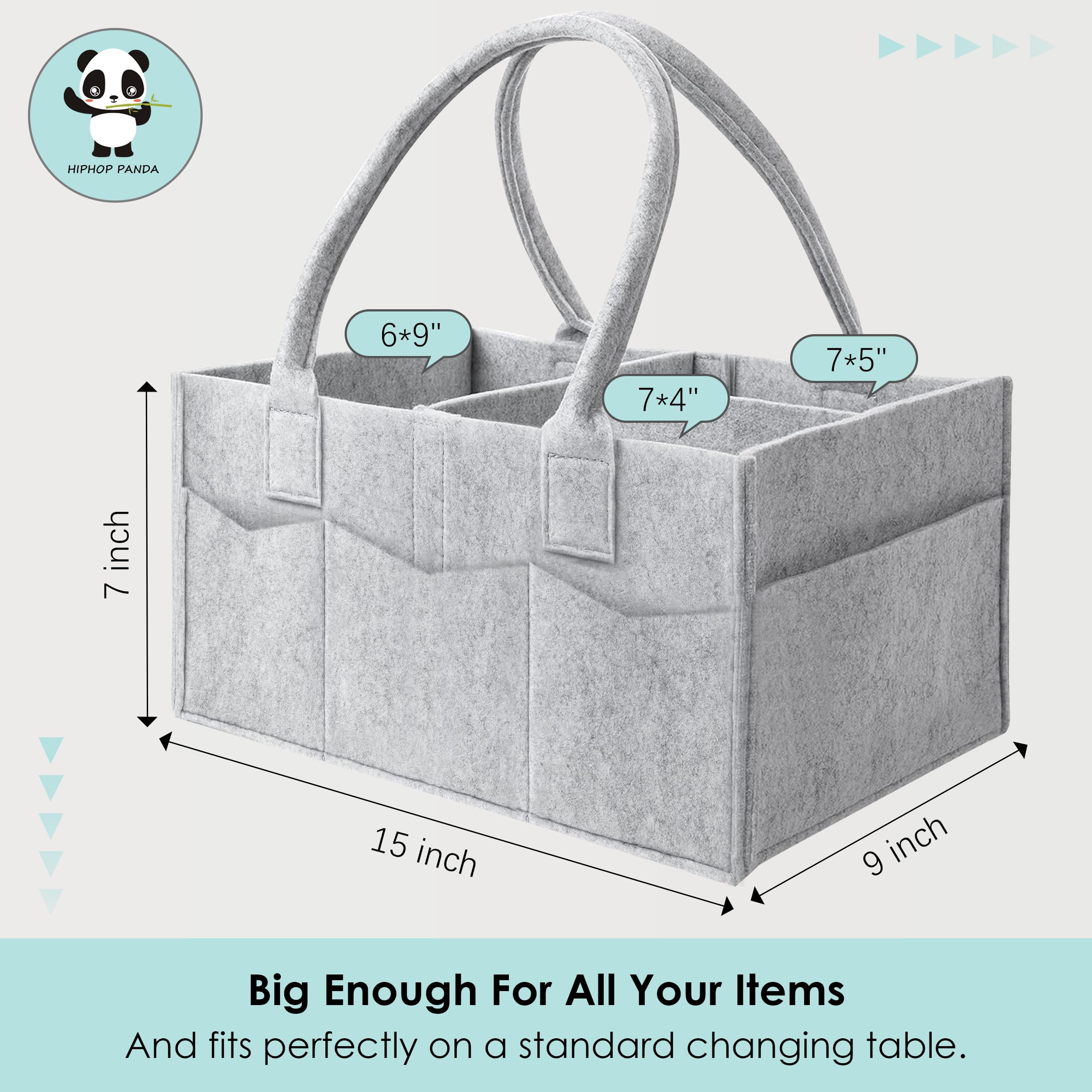 HIPHOP PANDA spacious caddies fit diapers, wipes, clothes, and toys