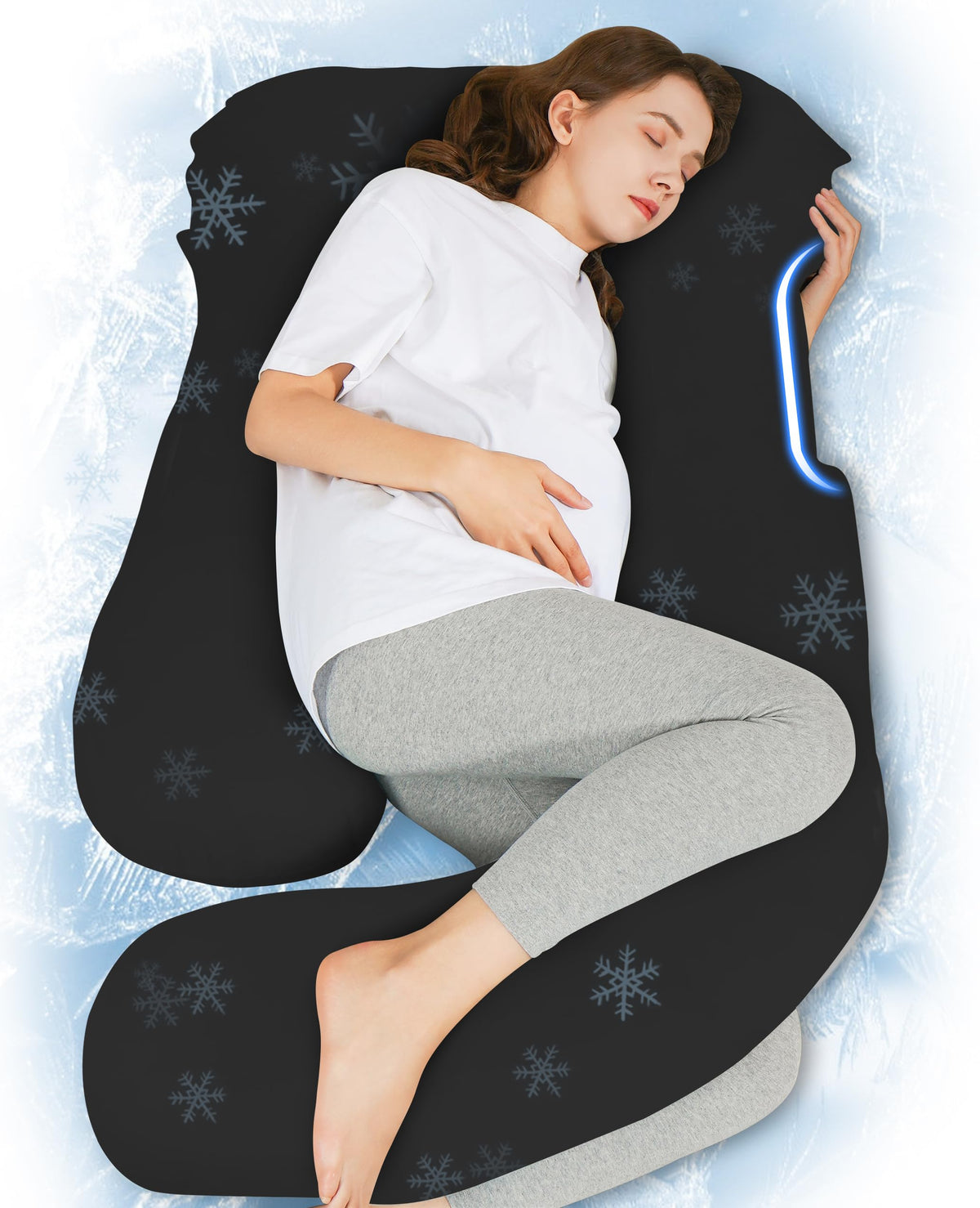 HIPHOP PANDA U-Shaped Pillow side view provides full body support for comfortable sleep