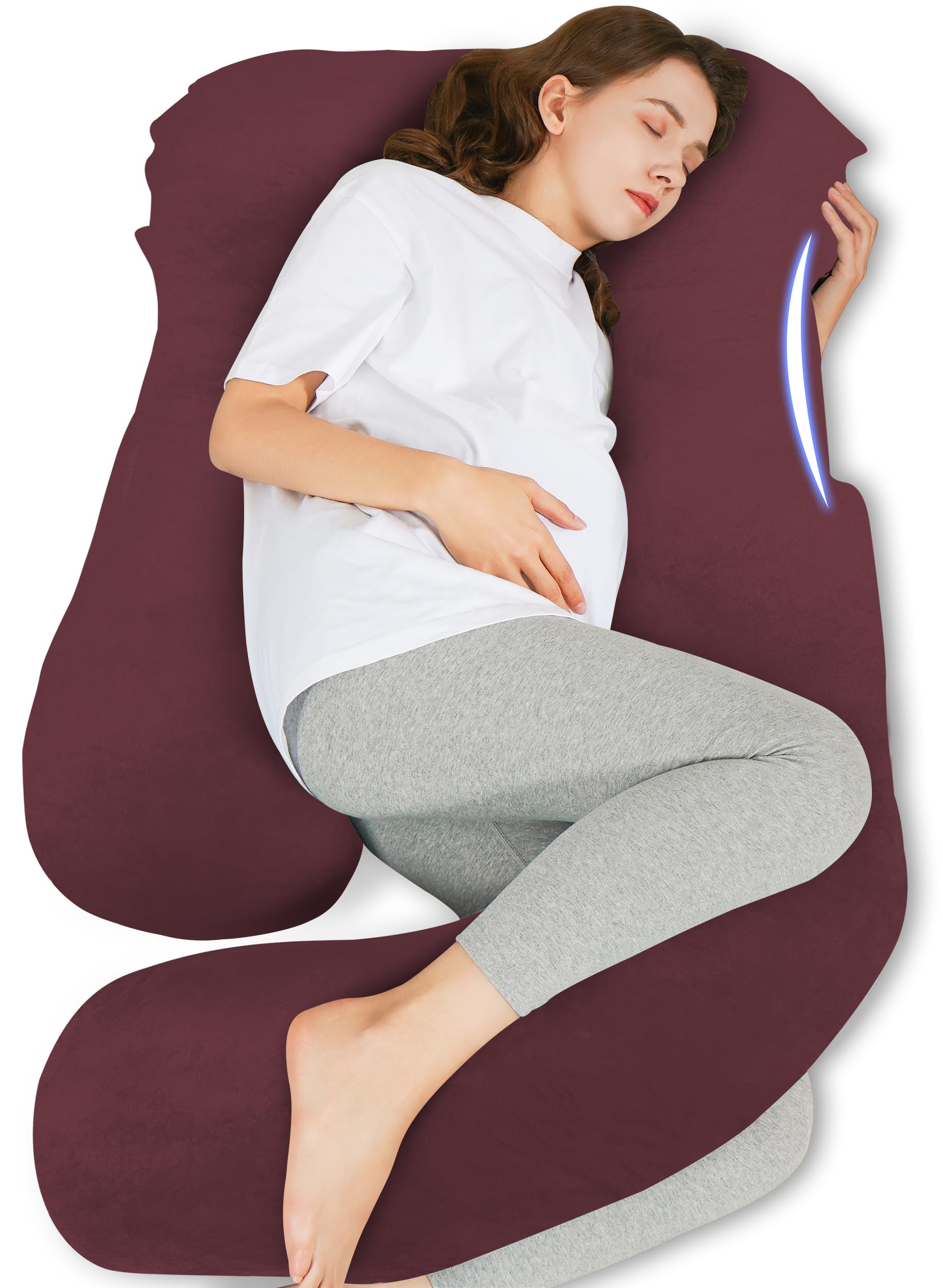 HIPHOP PANDA U Shaped pregnancy pillow on bed providing full body support for side sleepers