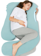 HIPHOP PANDA U-shaped pregnancy pillow cradles head and neck for sleep comfort.