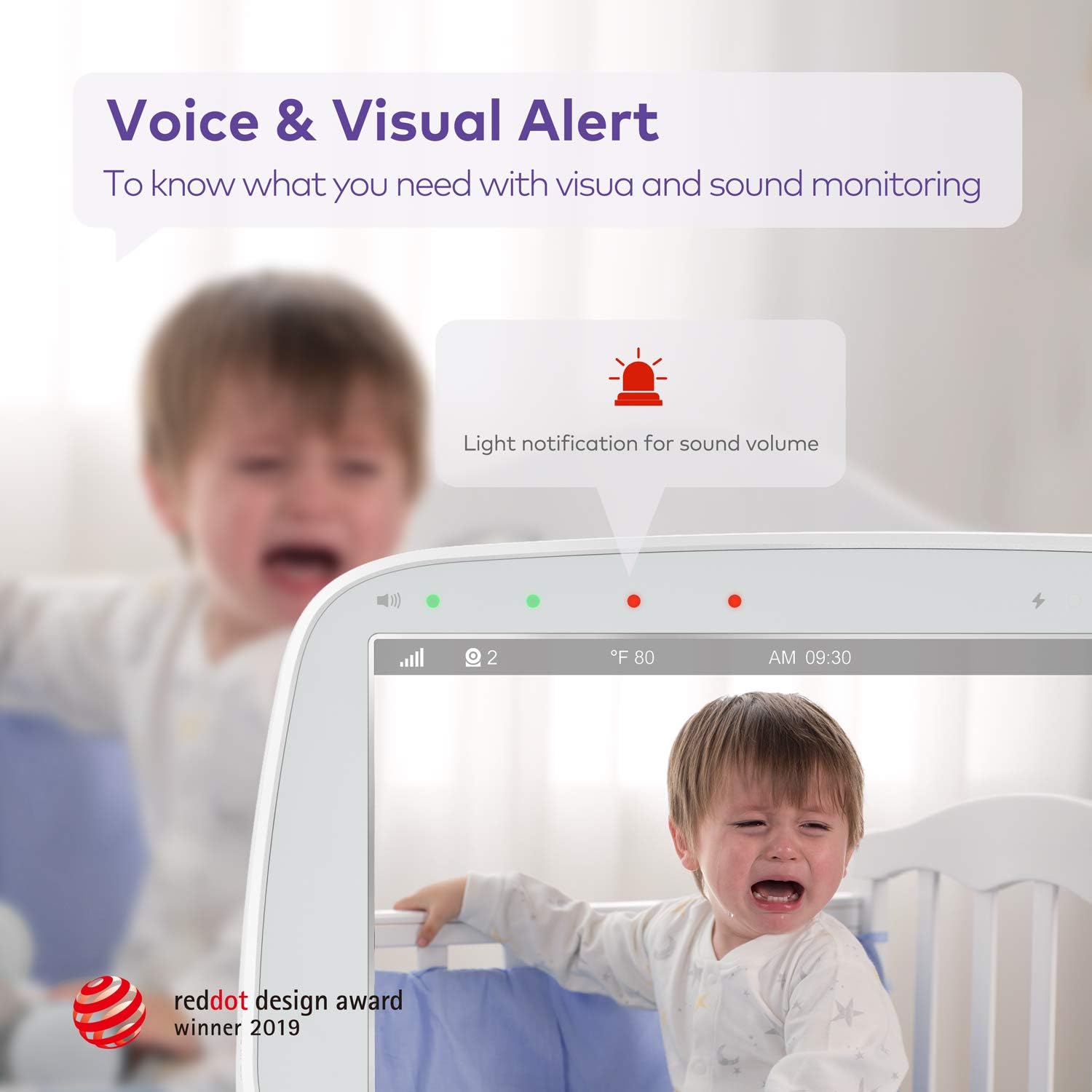 HiPP add-on camera supports 2-way audio to soothe from afar.