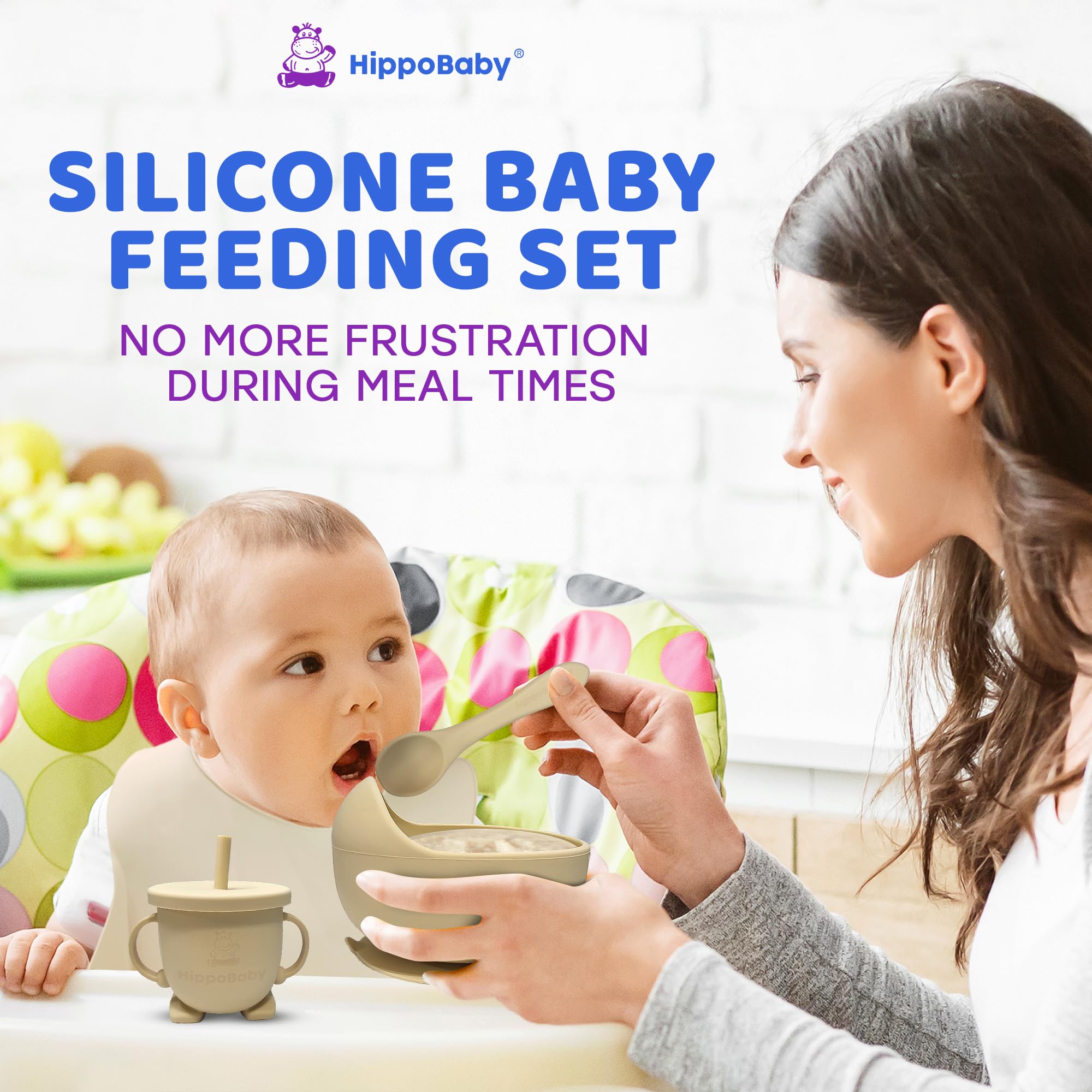 HippoBaby adjustable bib with catching pocket catches spills