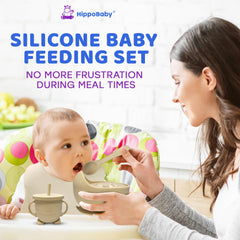 HippoBaby adjustable bib with catching pocket catches spills