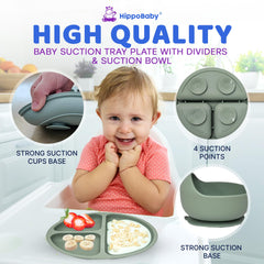 HippoBaby adjustable bib with food catcher helps protect clothing during meals.