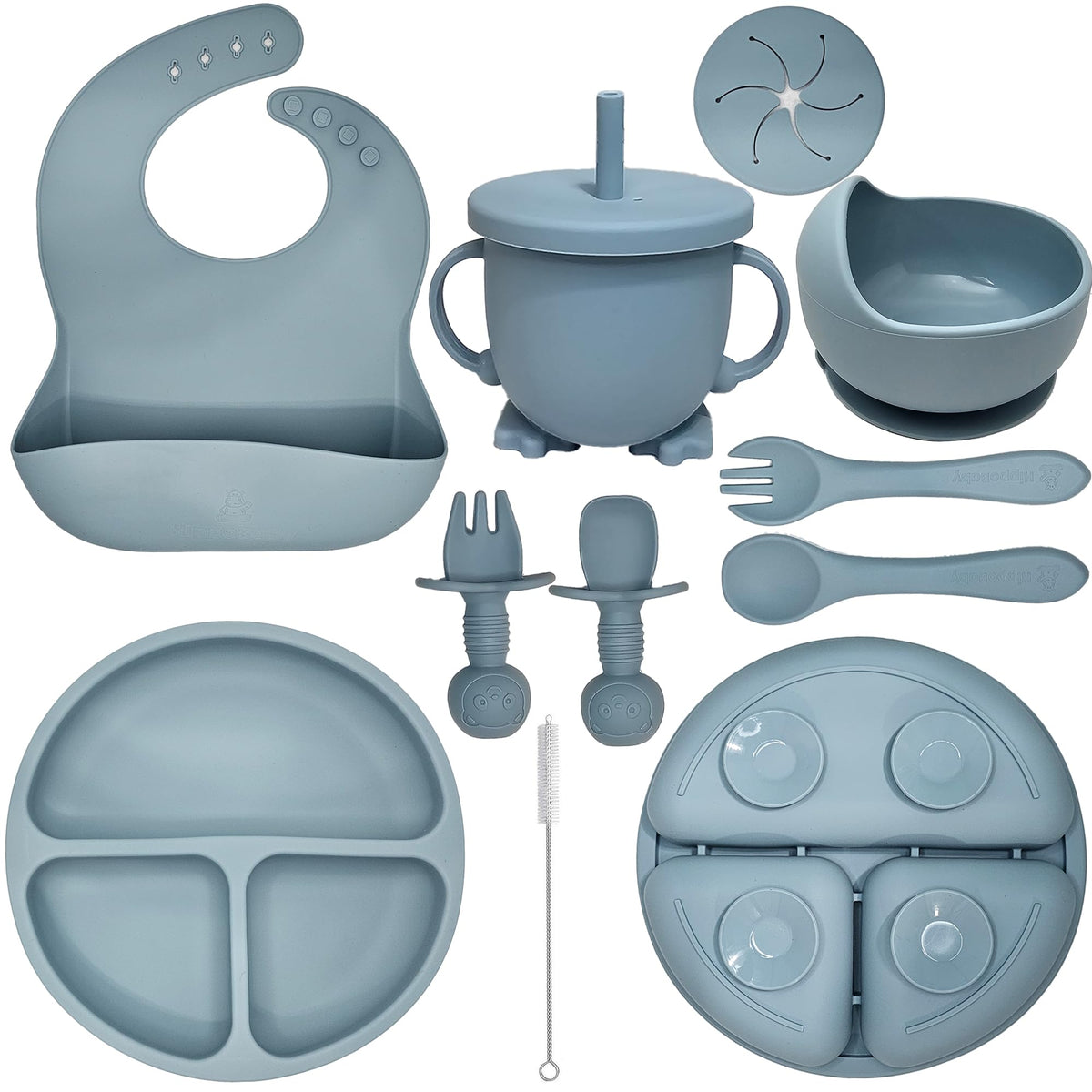 HippoBaby suction tray dividers keep meals organized and mess-free for tiny hands.