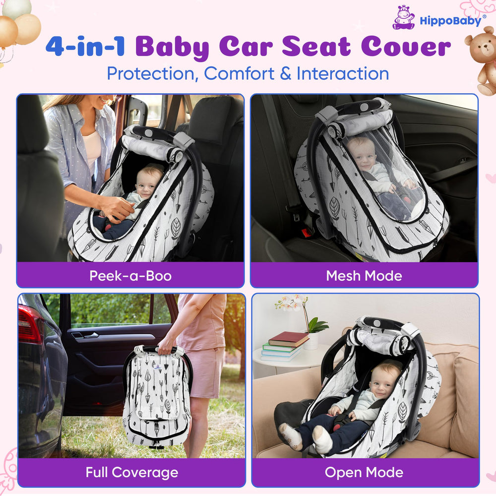 HippoBaby cover with adjustable straps fits most car seats securely.