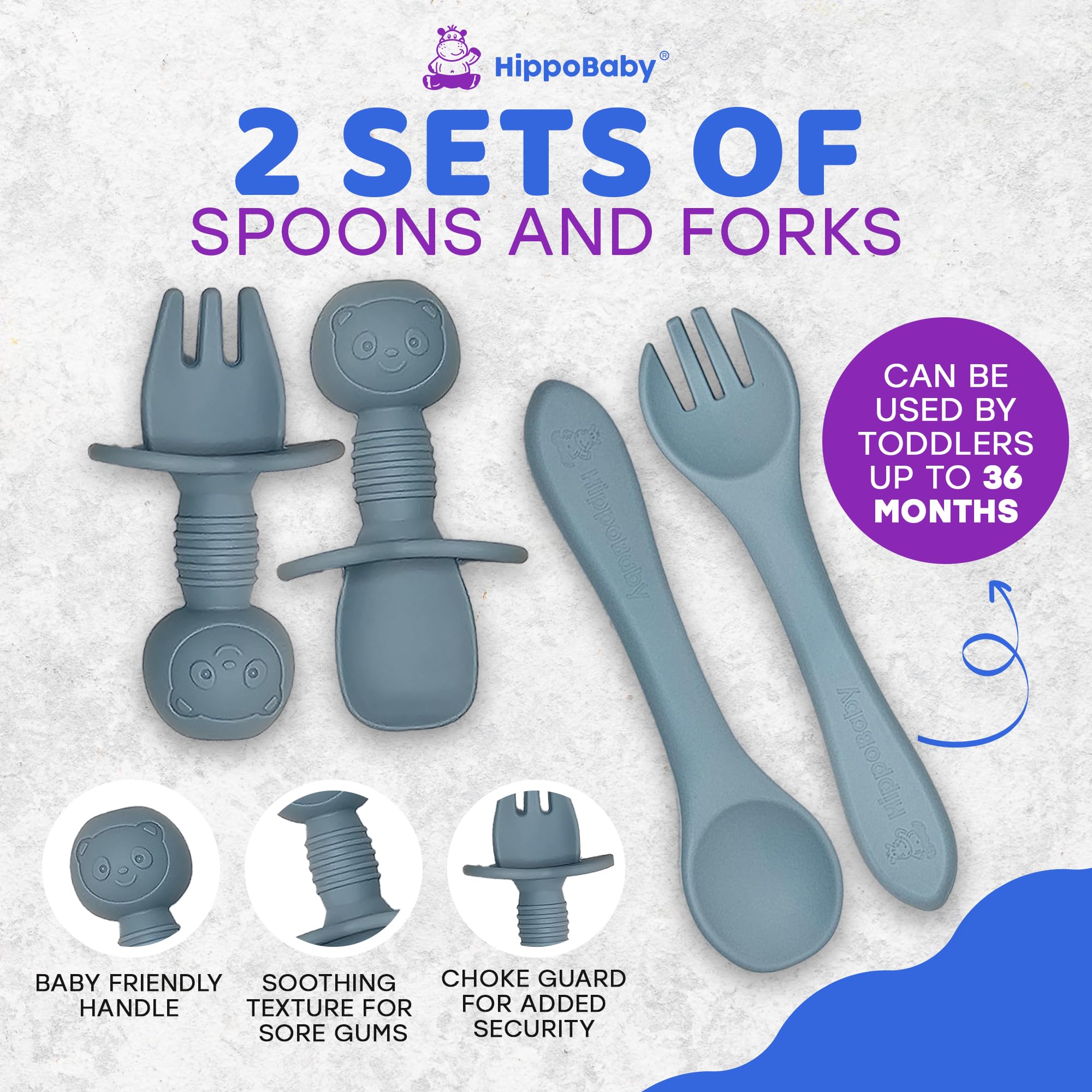 HippoBaby fork designed for tiny mouths to support independent eating.
