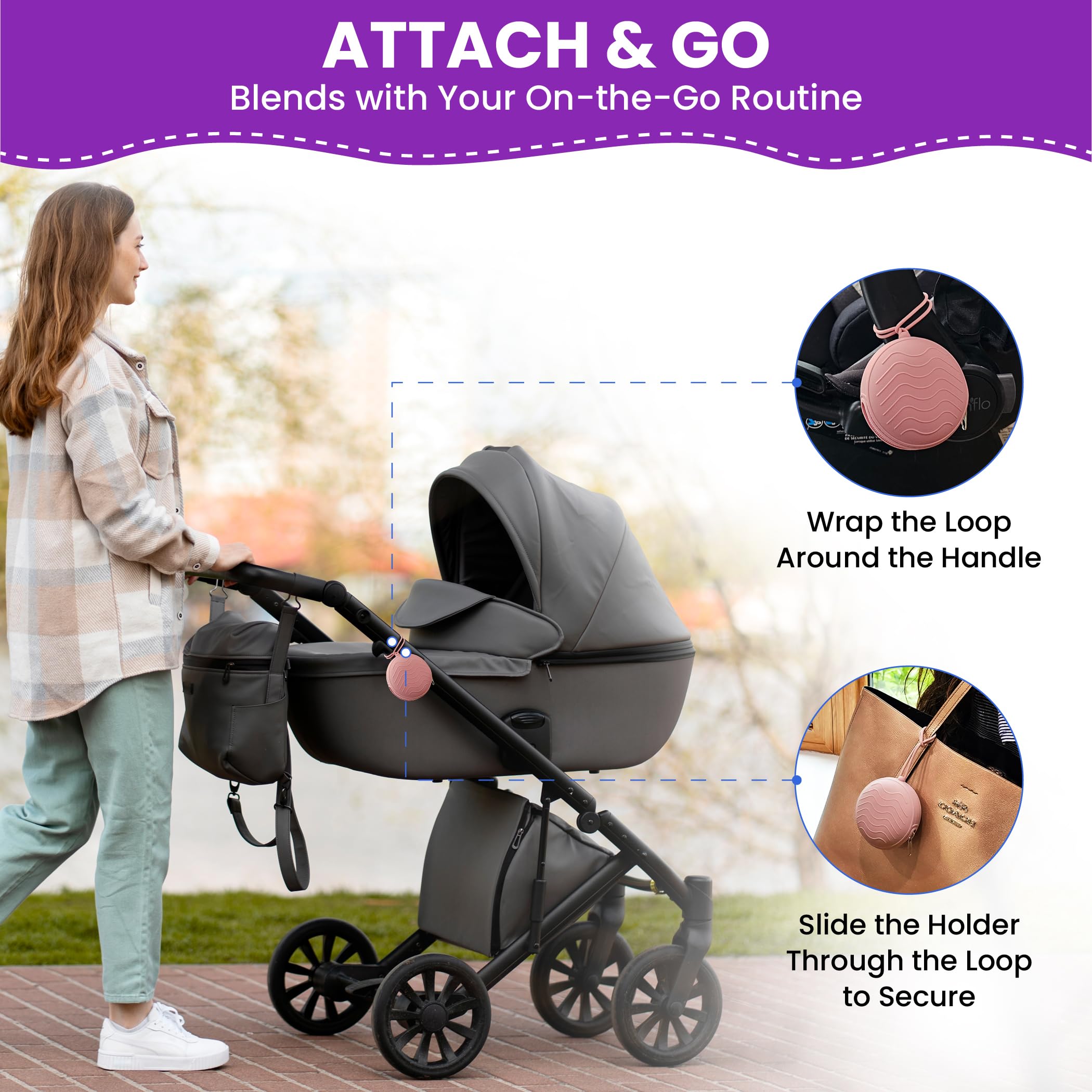 HippoBaby travel-friendly pacifier pouch with loop handle for quick access