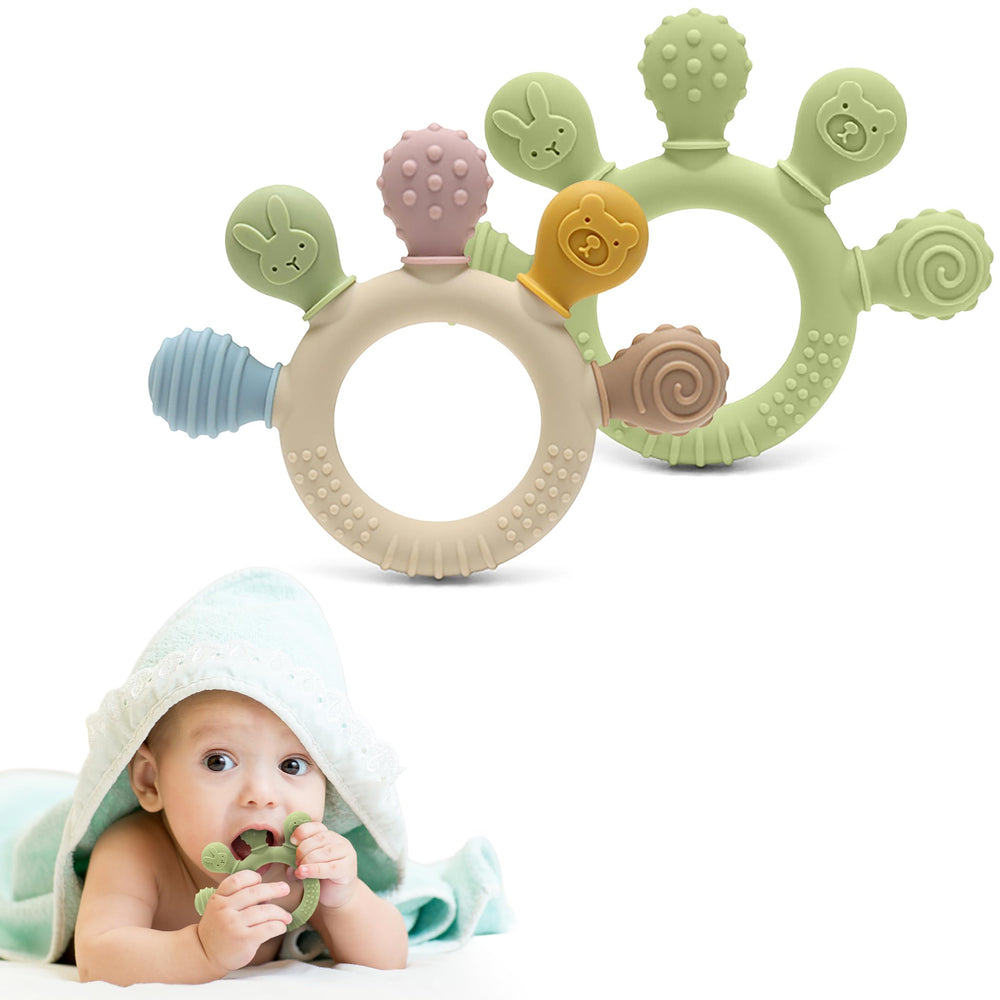 HippoBaby colorful palm-shaped silicone teether soothing gums for babies.