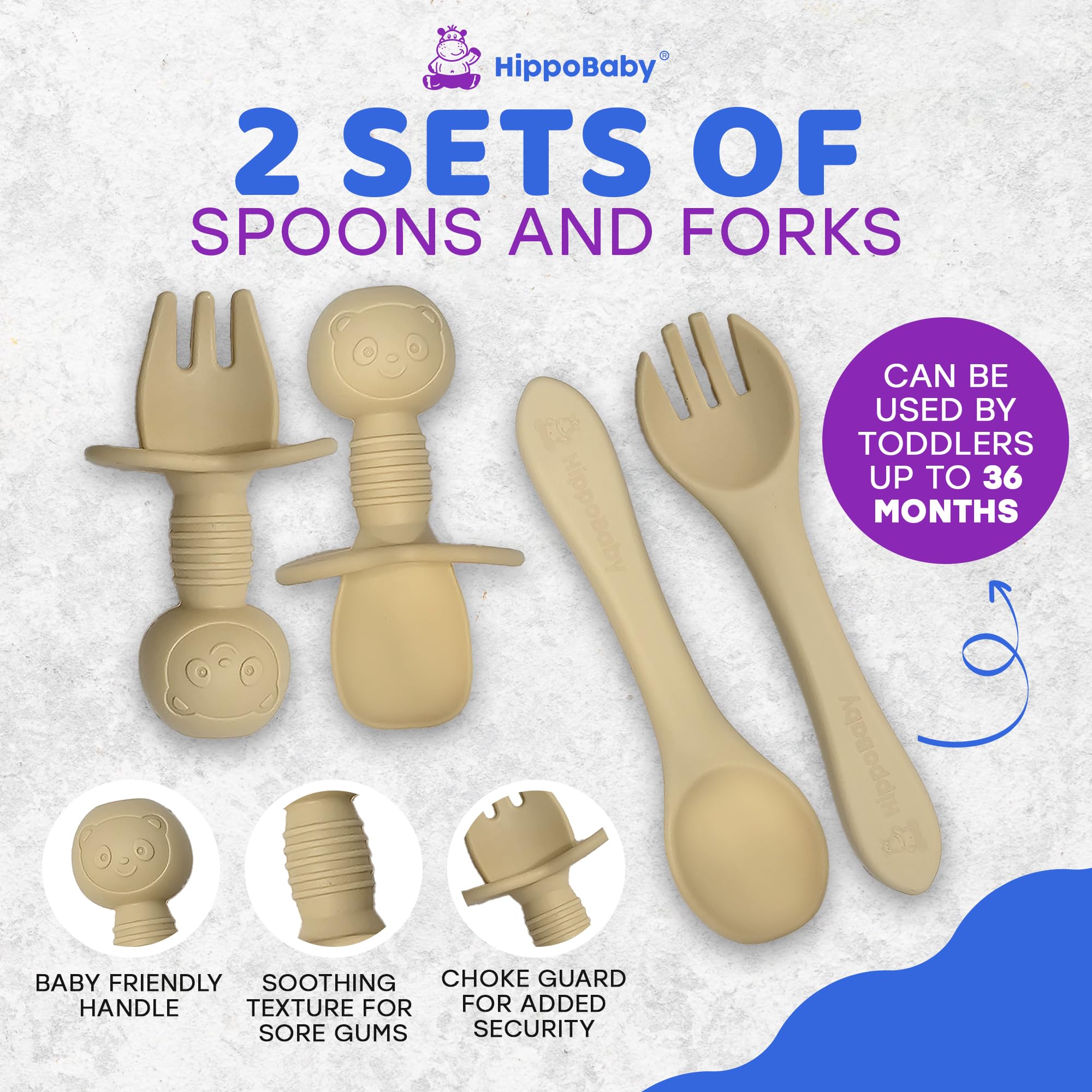 HippoBaby soft fork with safety guard for delicate mouths