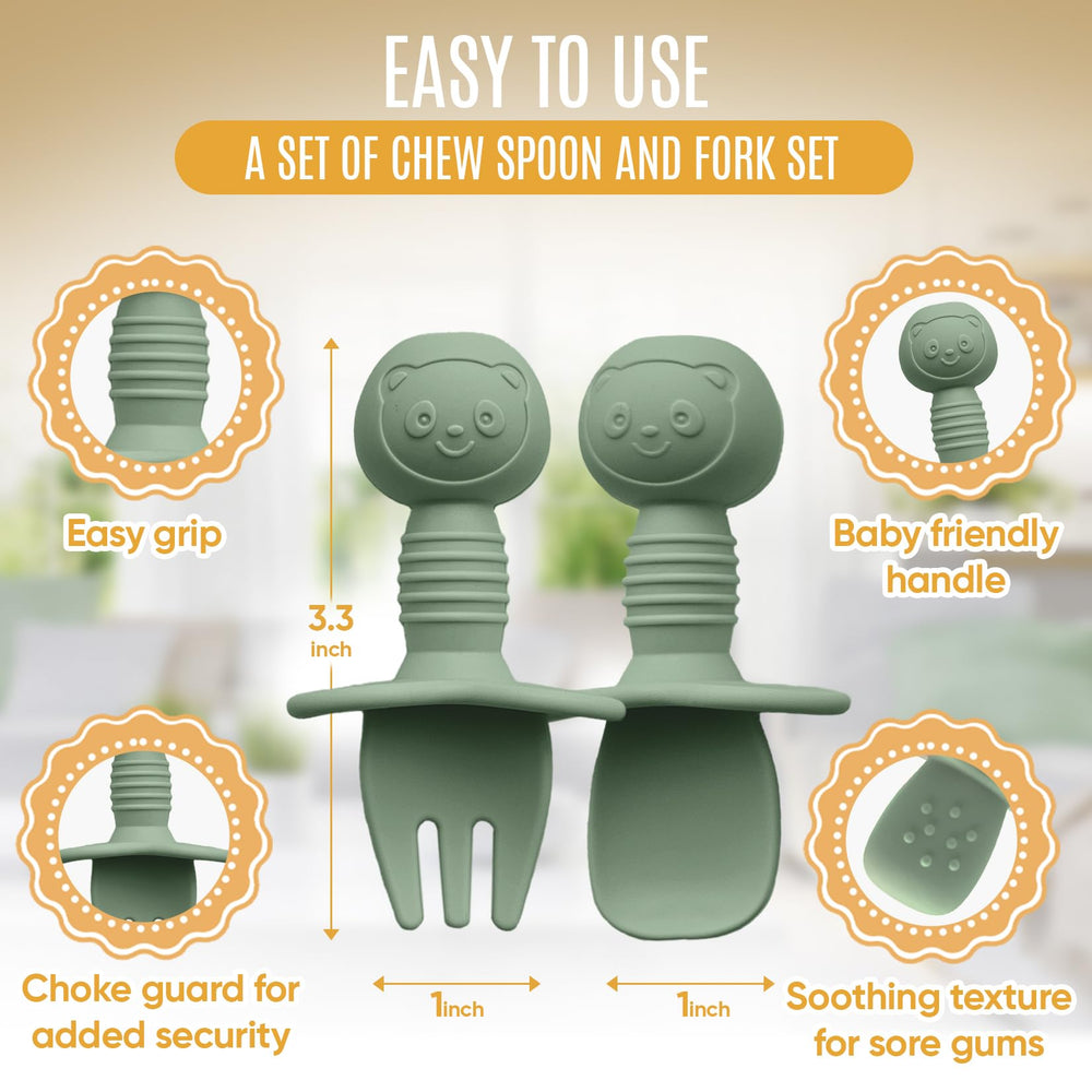 HippoBaby soft silicone spoon supports teething comfort during gentle self-feeding sessions.