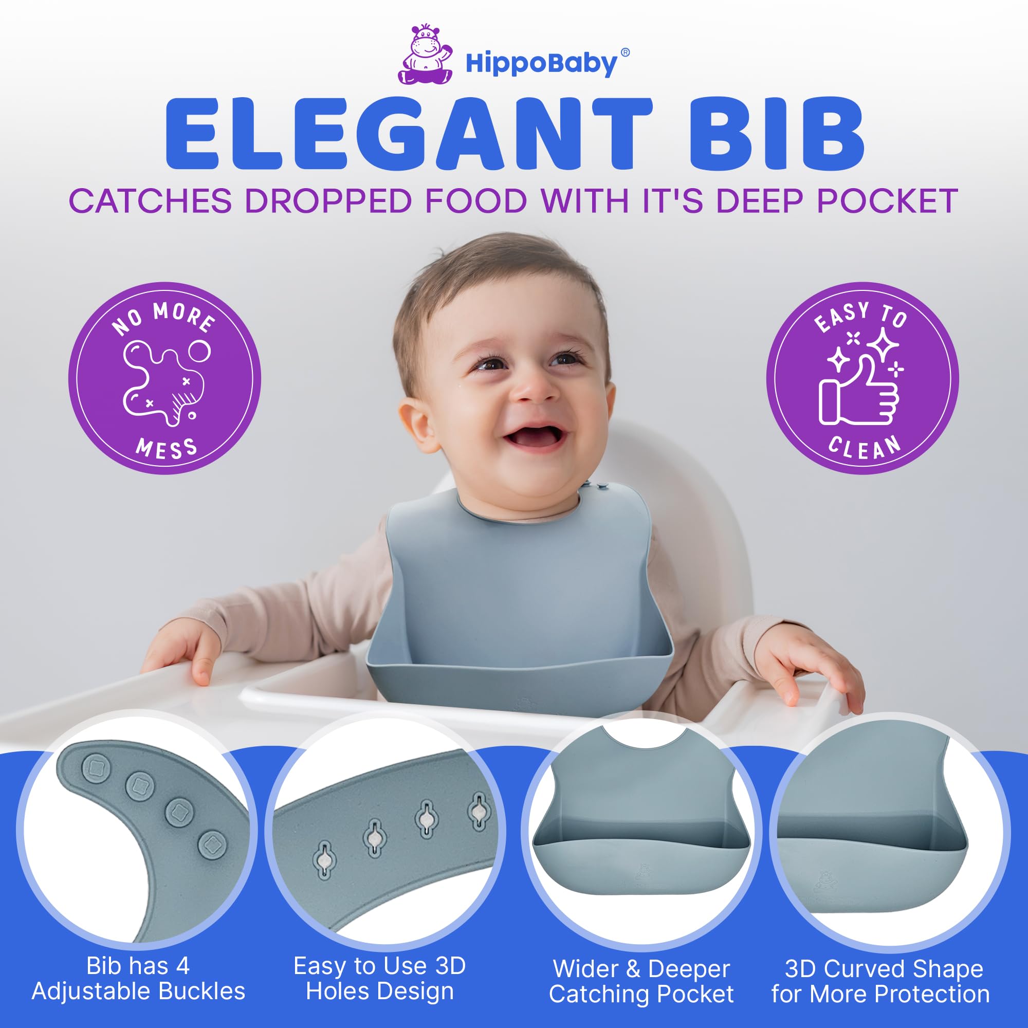 HippoBaby spoon promotes safe feeding with a gentle tip for gums.