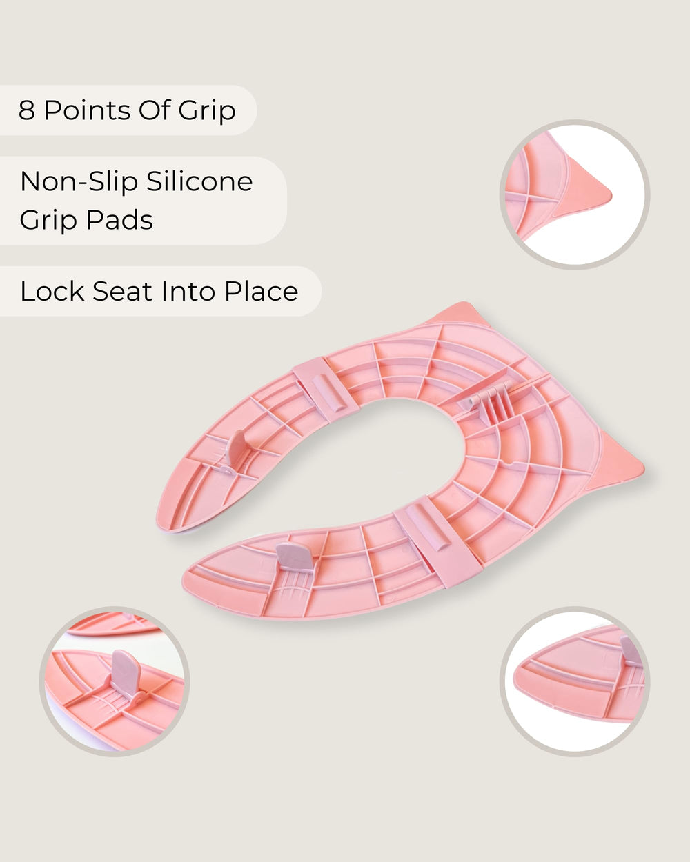 Hippypotamus eight-point grip keeps the seat steady on any surface.