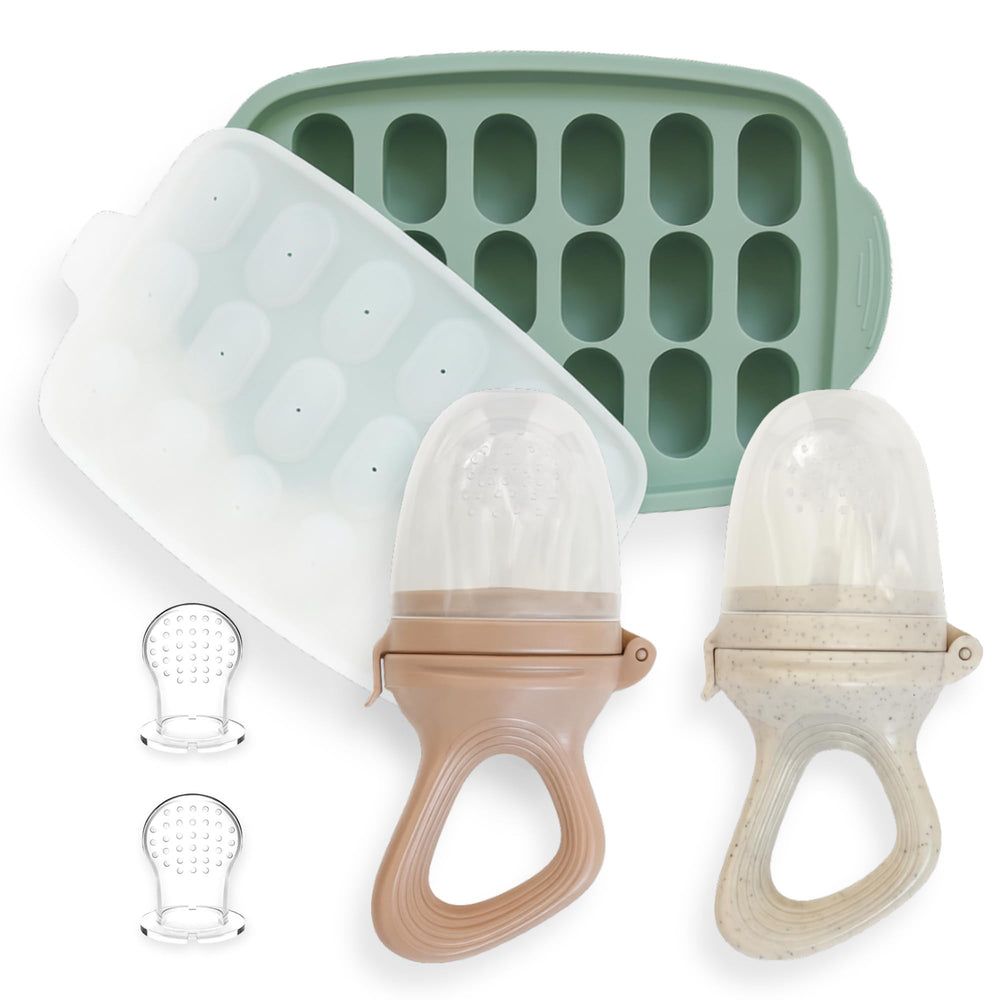Hippypotamus baby food feeder with soft silicone tip for gentle teething relief.