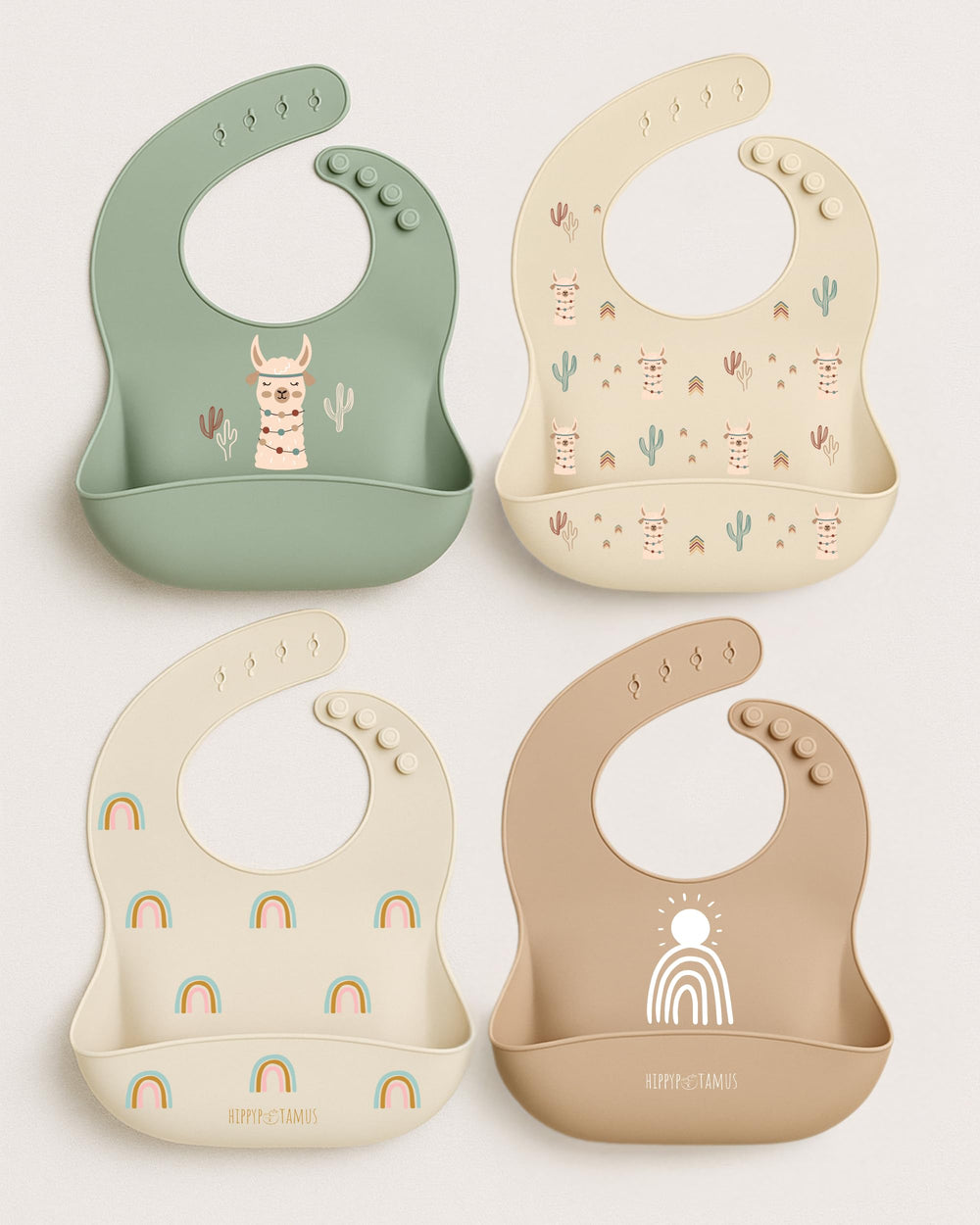 Hippypotamus bib rolled for travel and compact storage
