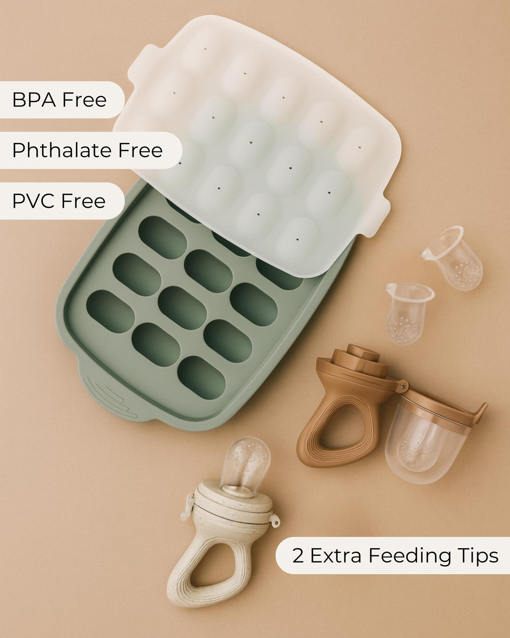 Hippypotamus silicone freezer tray with 18 portions for batch prep.