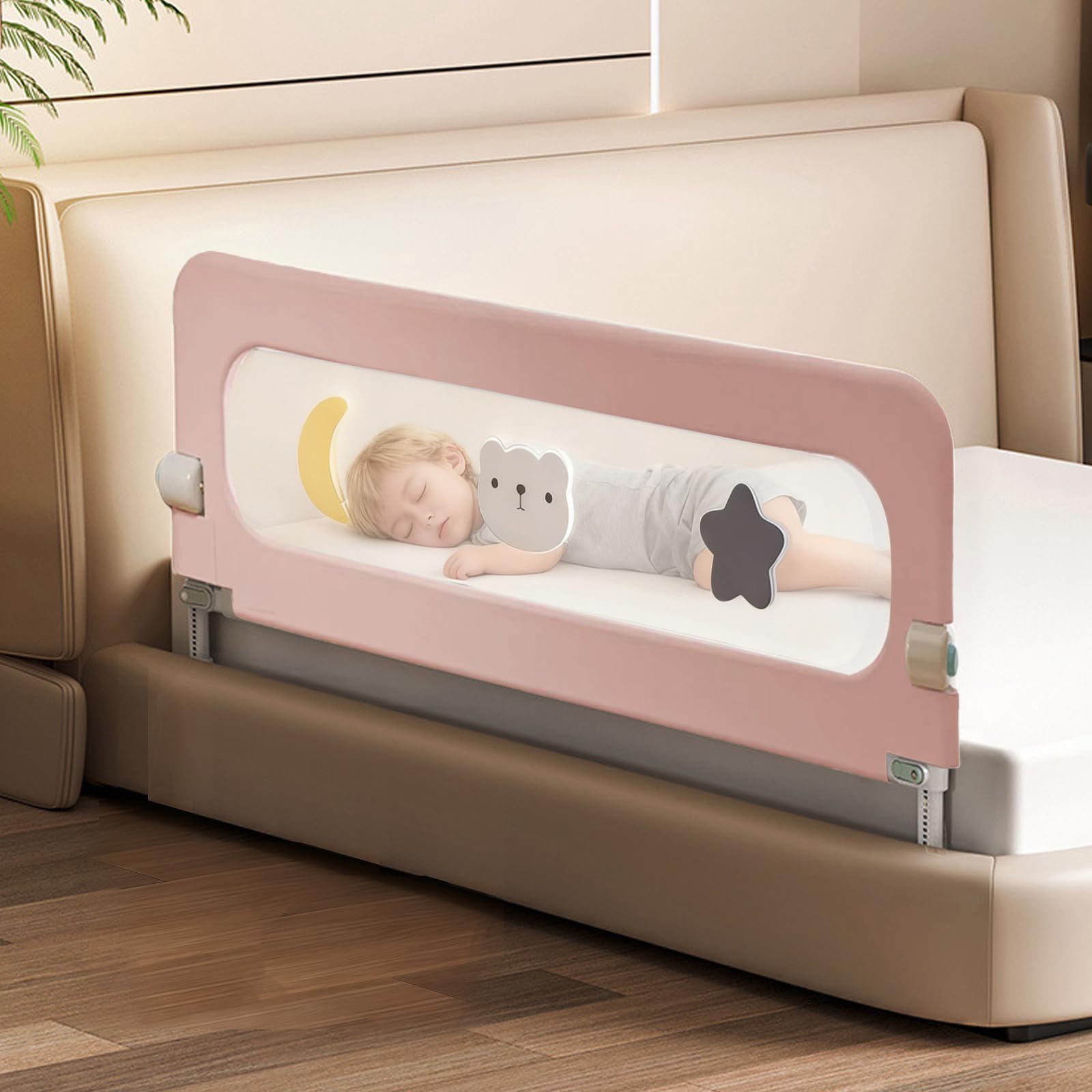 HIQNWTO U-Type bed rail base provides stable support for toddlers.