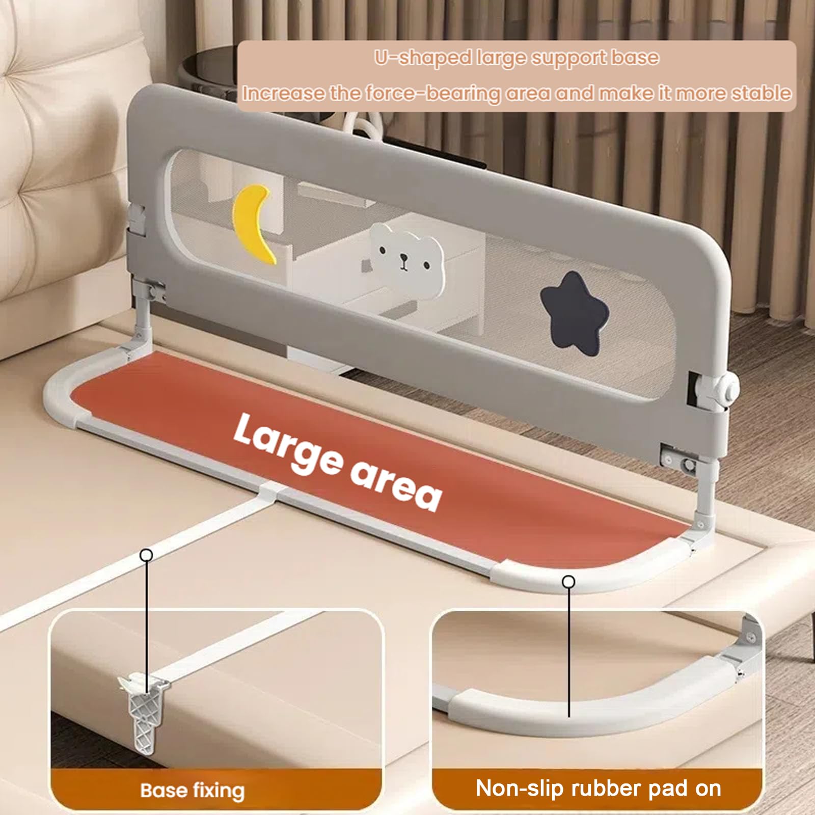 HIQNWTO U Type bed rail height adjustment from 25.98 to 30.71 inches