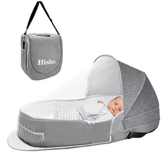 Hishe baby travel bassinet foldable design for compact portability.