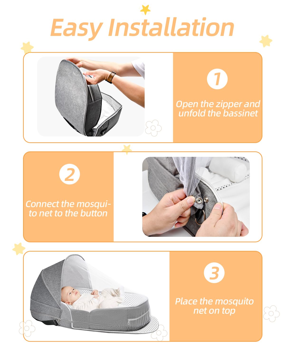 Hishe foldable bassinet fits in a compact travel backpack.