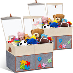 Heritage HISULIV toy storage box with clear lids for quick toy access in playroom