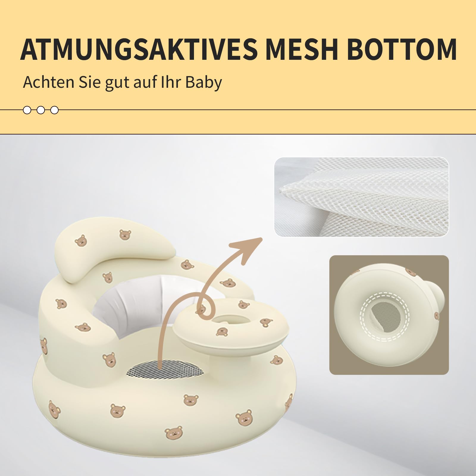 HitTopss inflatable infant chair wrapped around baby for secure cradle