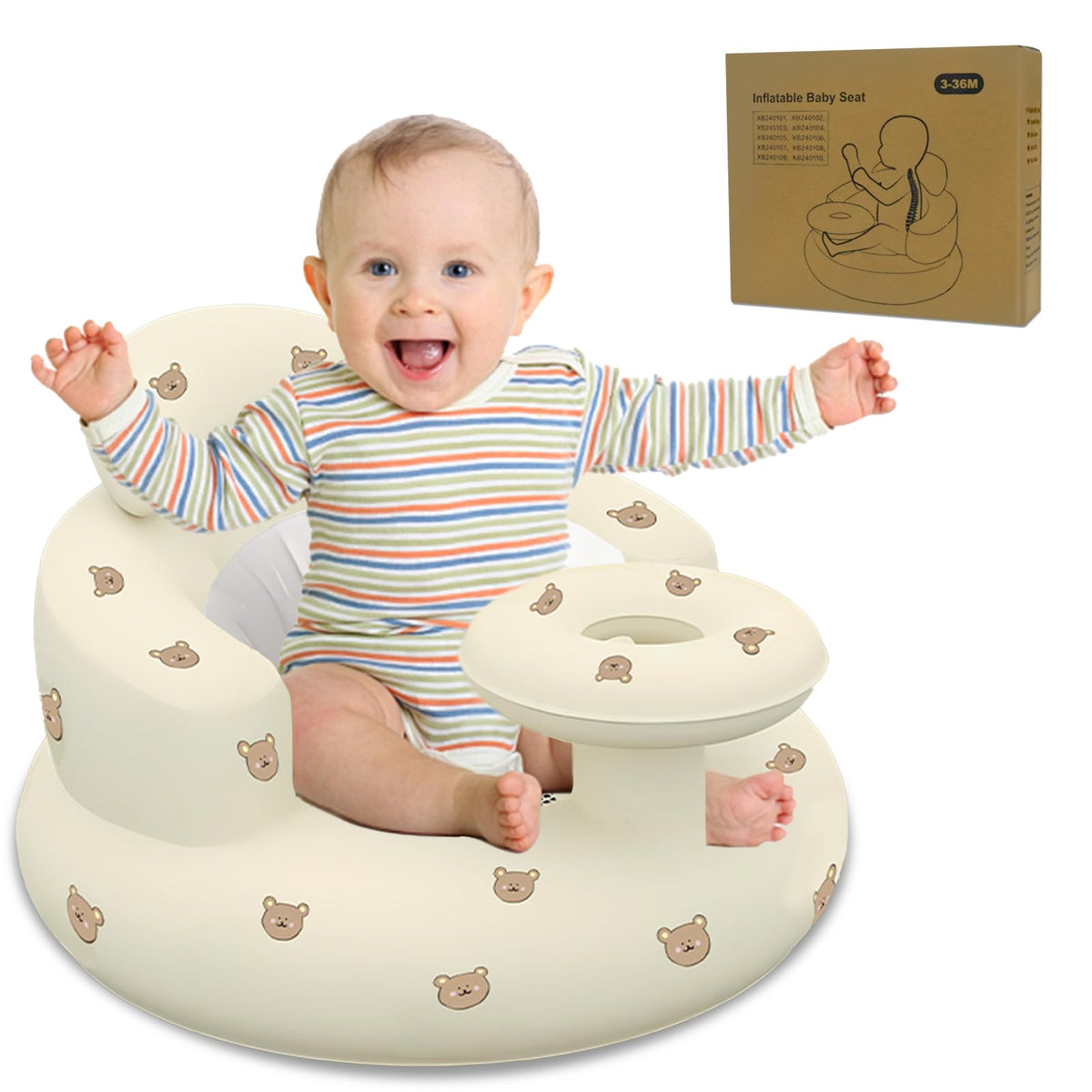 HitTopss inflatable baby seat with built-in pump for quick setup