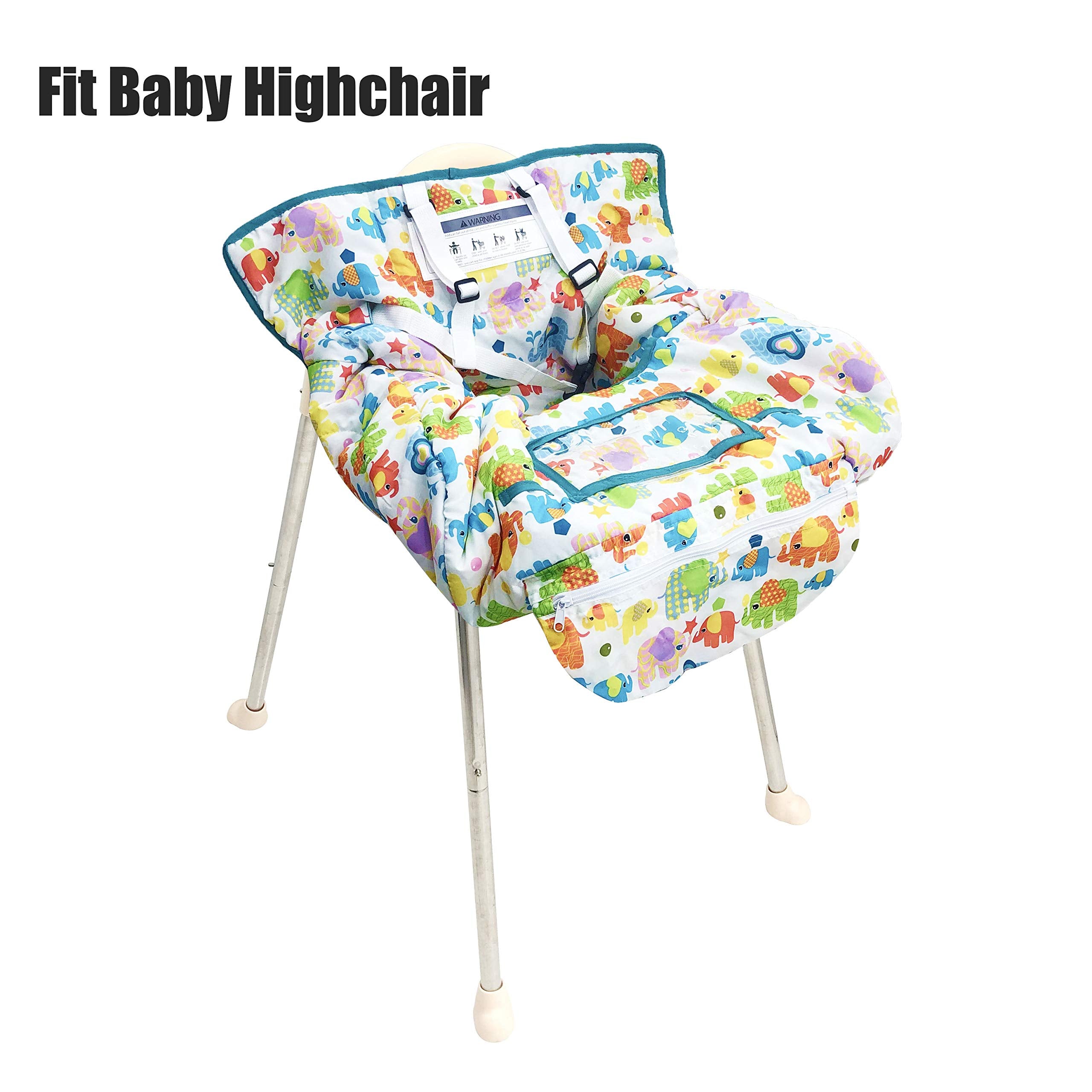 HIVVI colorful elephant pattern ideal for high chair use.