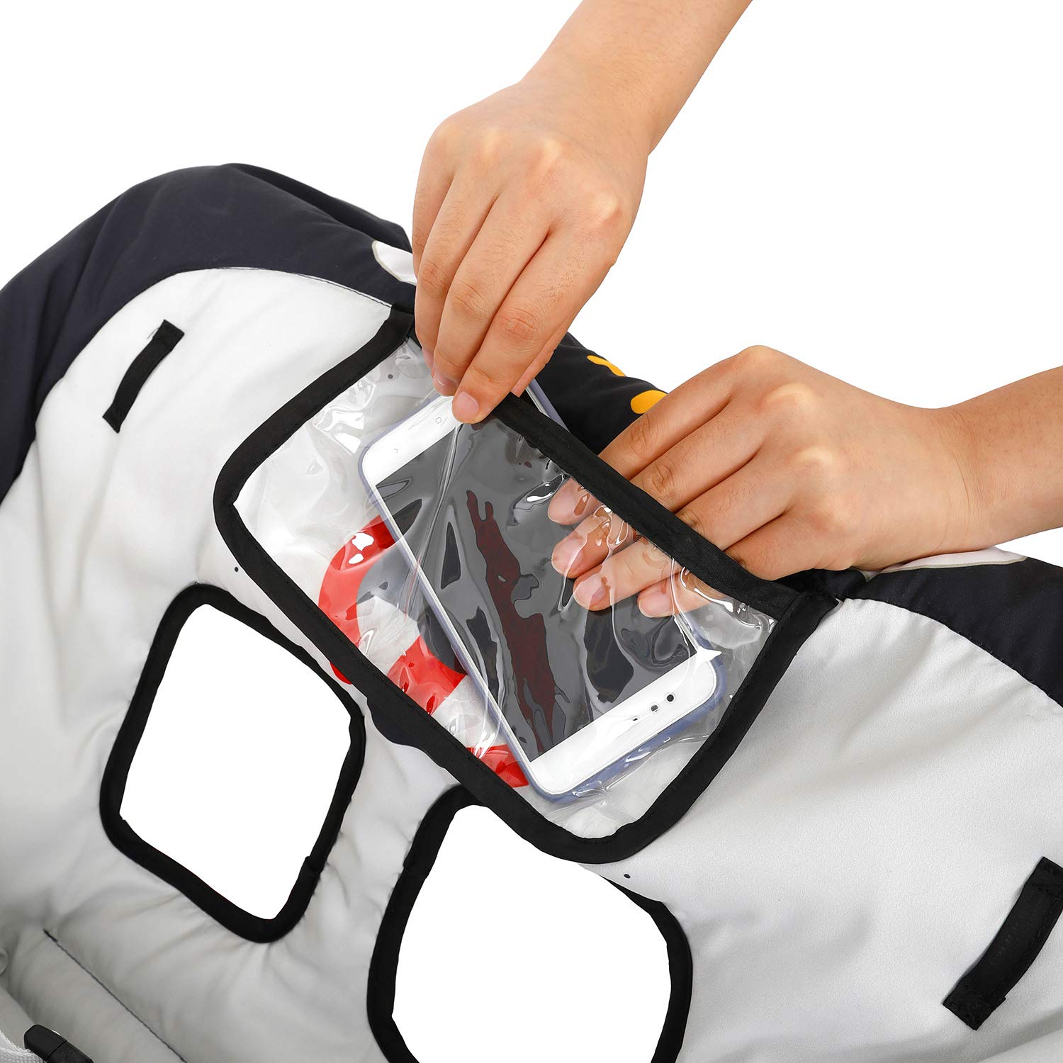 HIVVI cart cover on a highchair for mess-free meals