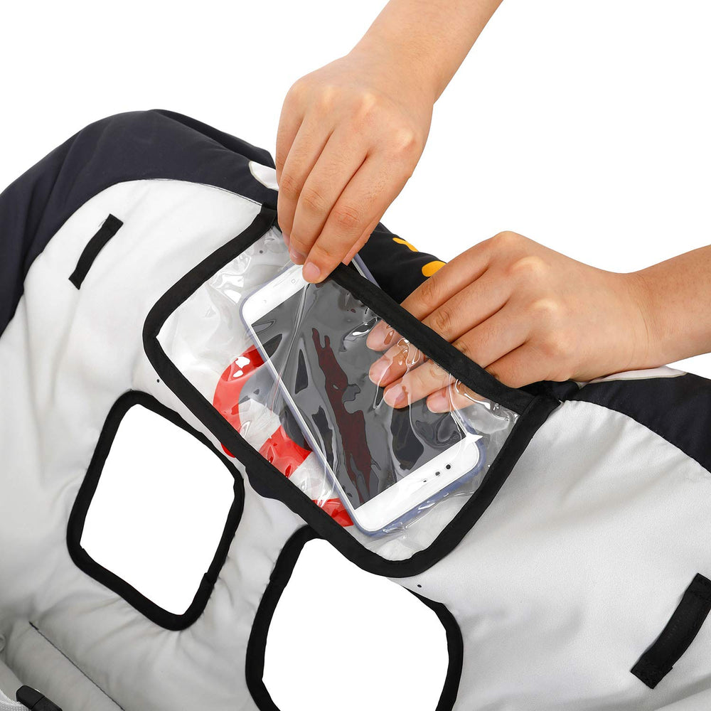 HIVVI cart cover on a highchair for mess-free meals