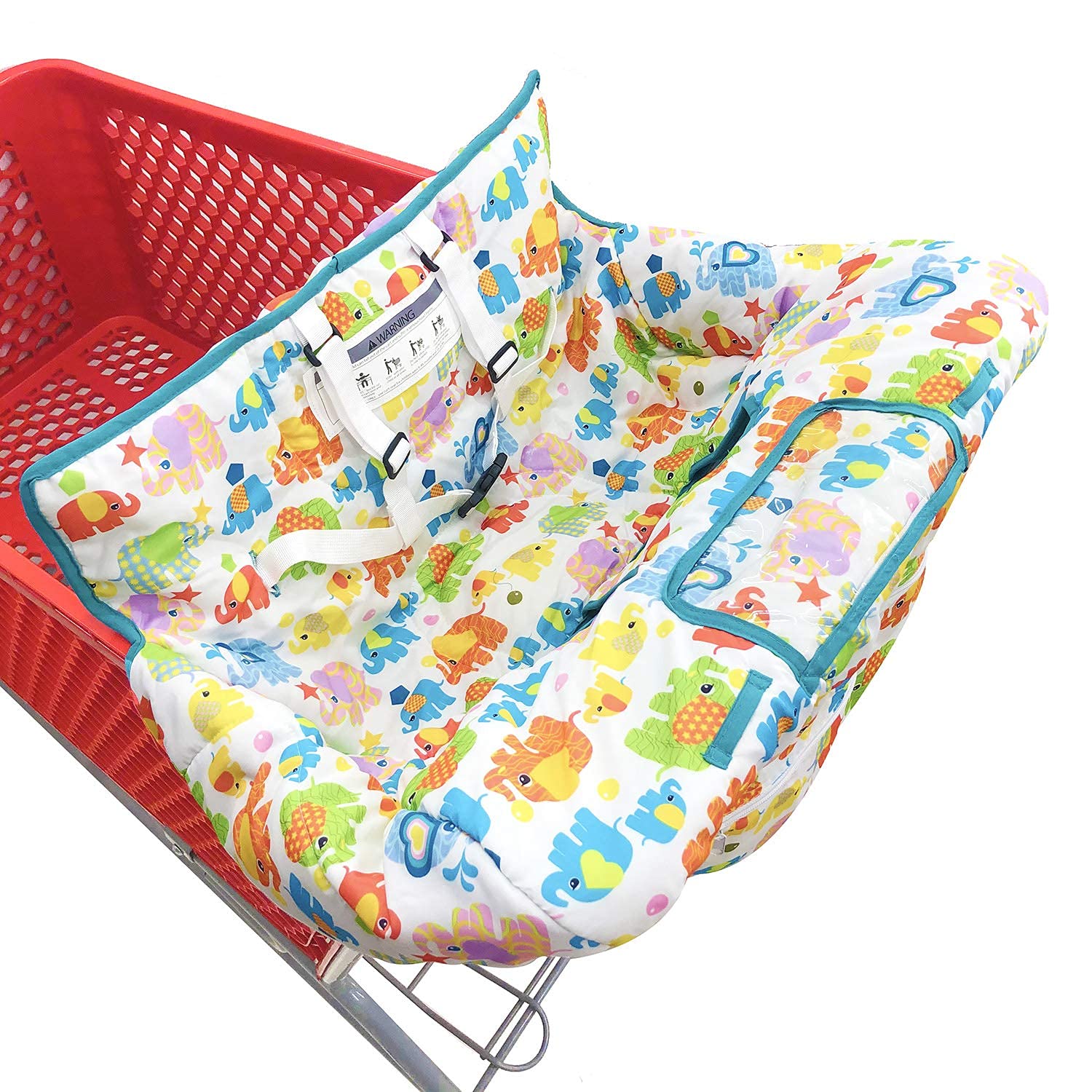 HIVVI portable 2-in-1 cart seat cover, elephant pattern, front view, on-the-go protection.