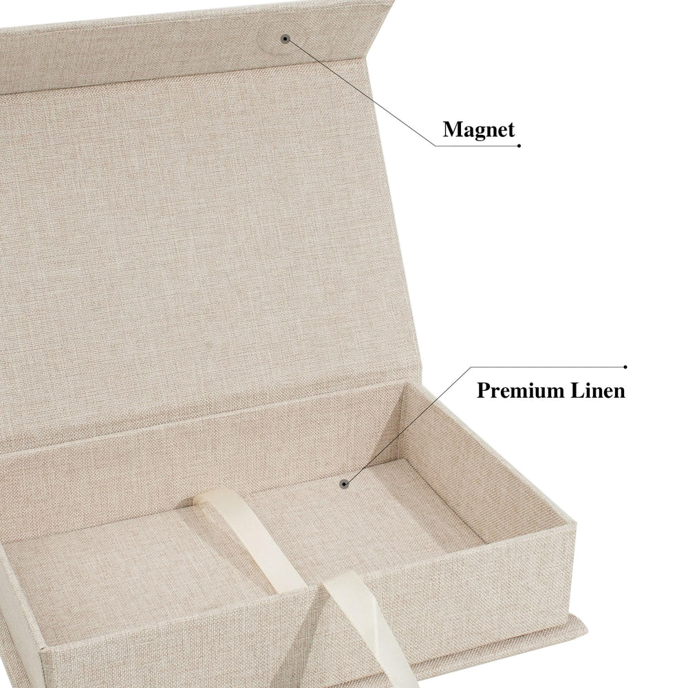 Hiwhy beige linen storage for photos and keepsakes