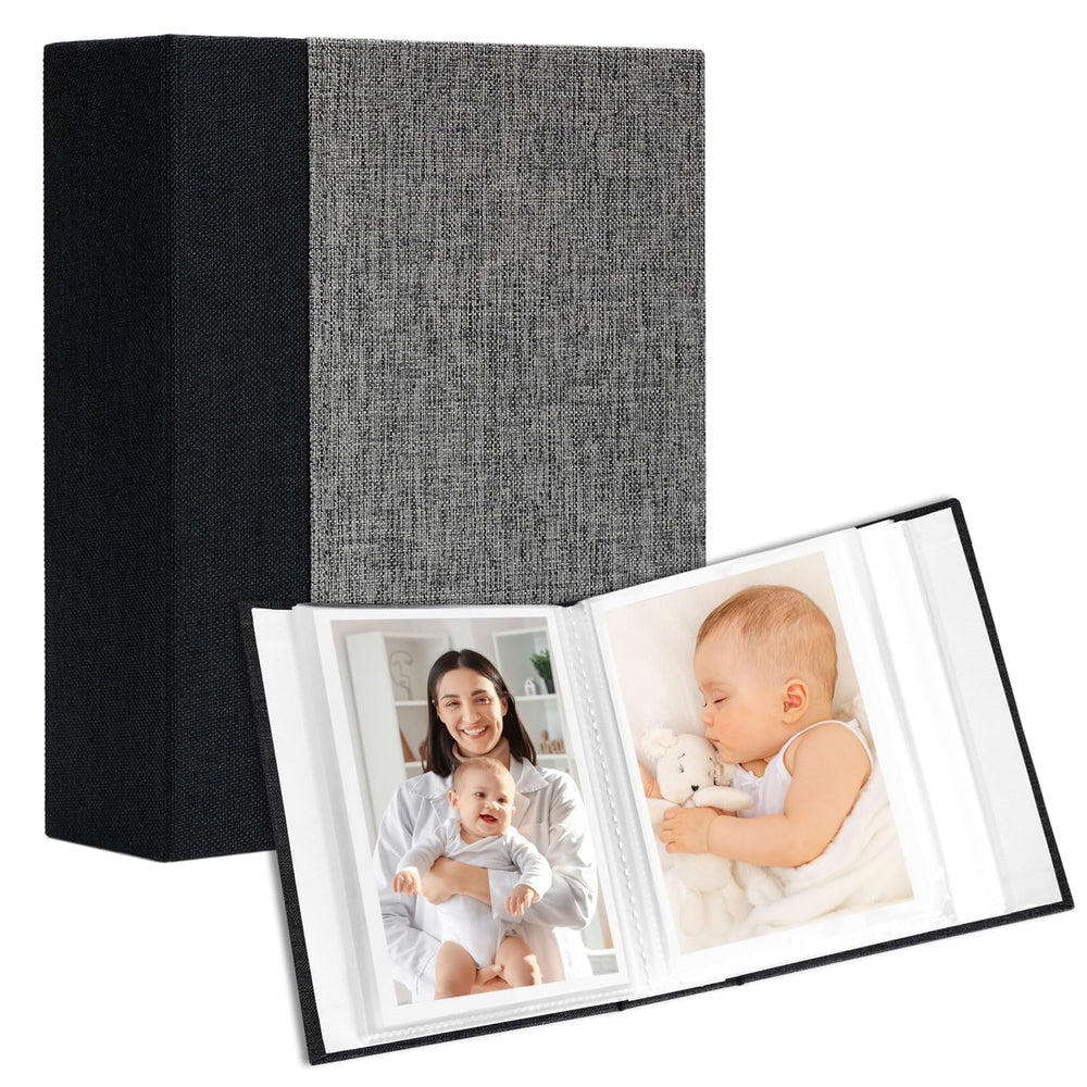 Hiwhy linen album cover with stitching provides stylish photo storage.