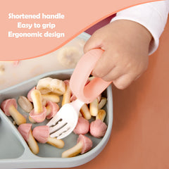 Circle-handled design helps little hands grasp HIWOOD utensils.