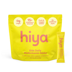 Hiya Kids Multivitamin bottle packaging, convenient daily nutrition for growing kids.