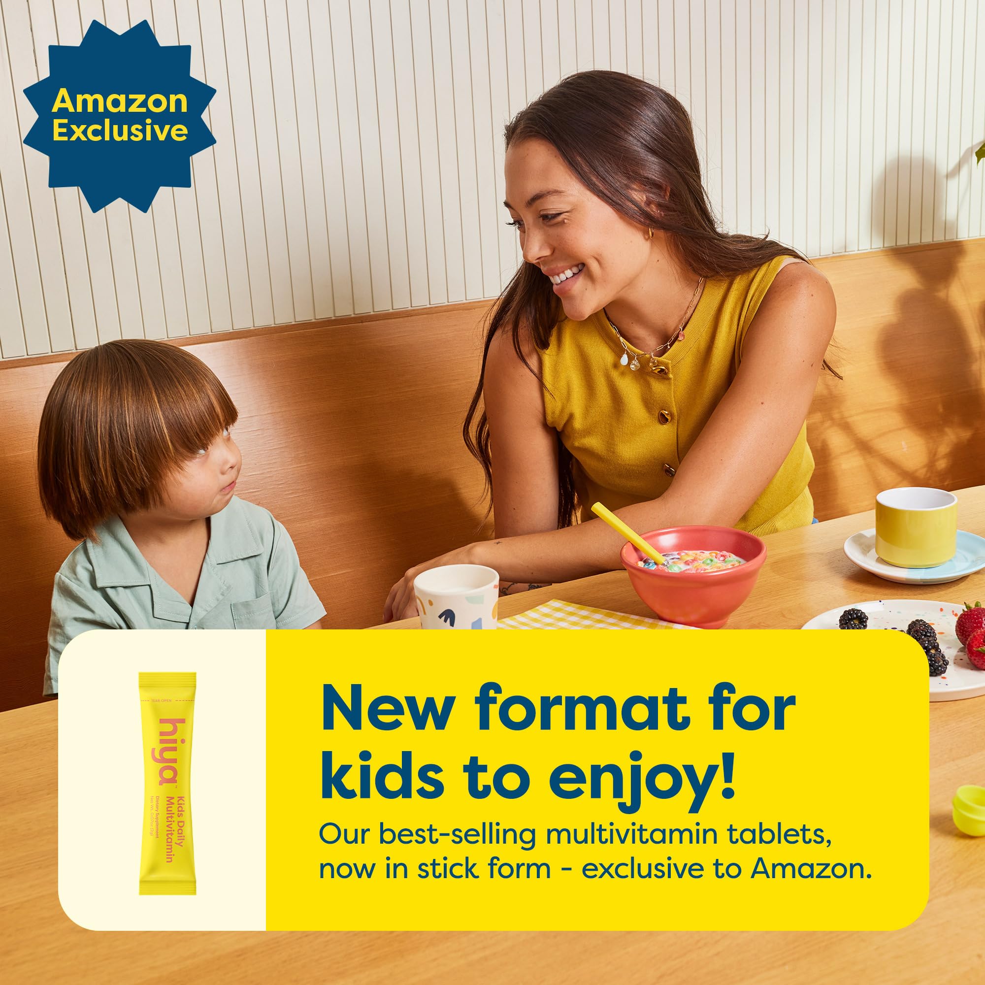 Hiya Kids Multivitamin stick close-up, easy to pour directly on the tongue.