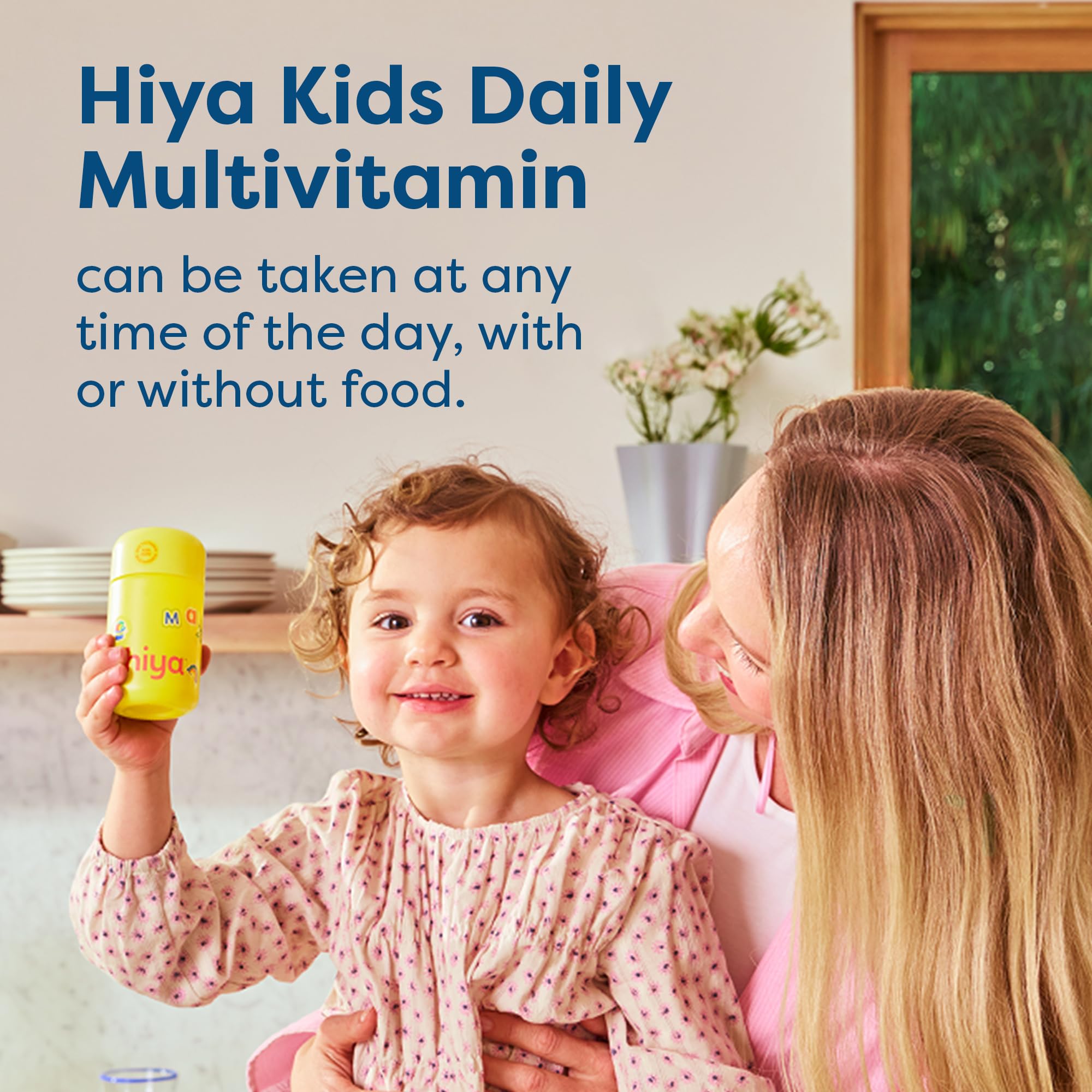 Sticker pack and HIYA bottle emphasize a fun daily vitamin routine.