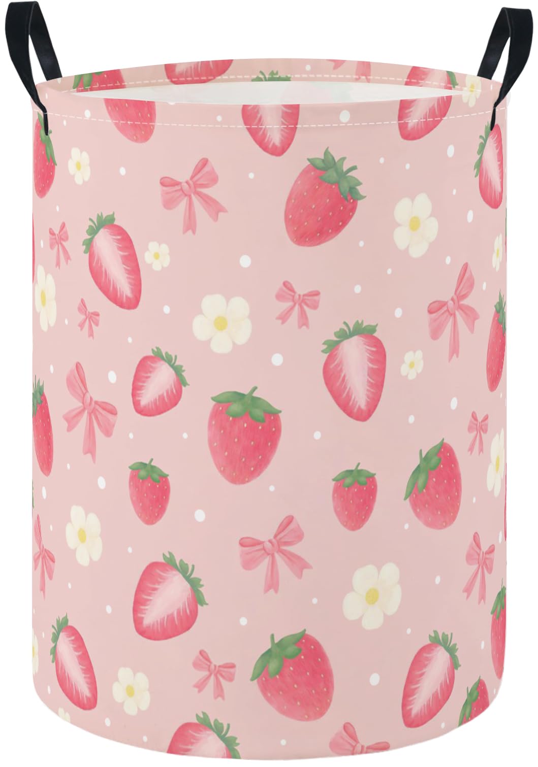 HIYAGON baby laundry hamper with strawberry pattern keeps nursery organized