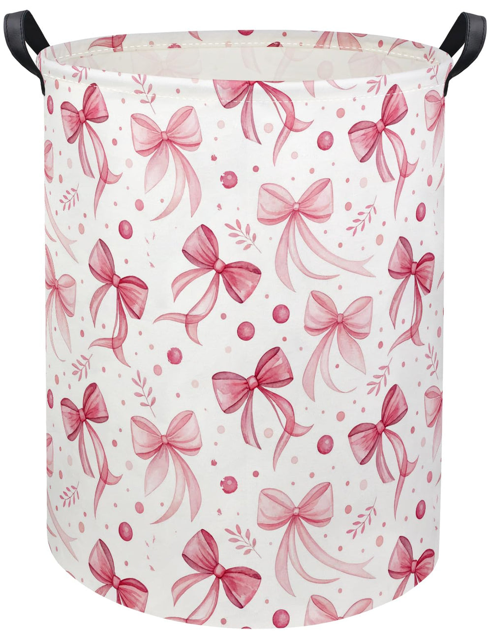 HIYAGON butterfly baby laundry basket with pink bowknot for nursery toy storage.