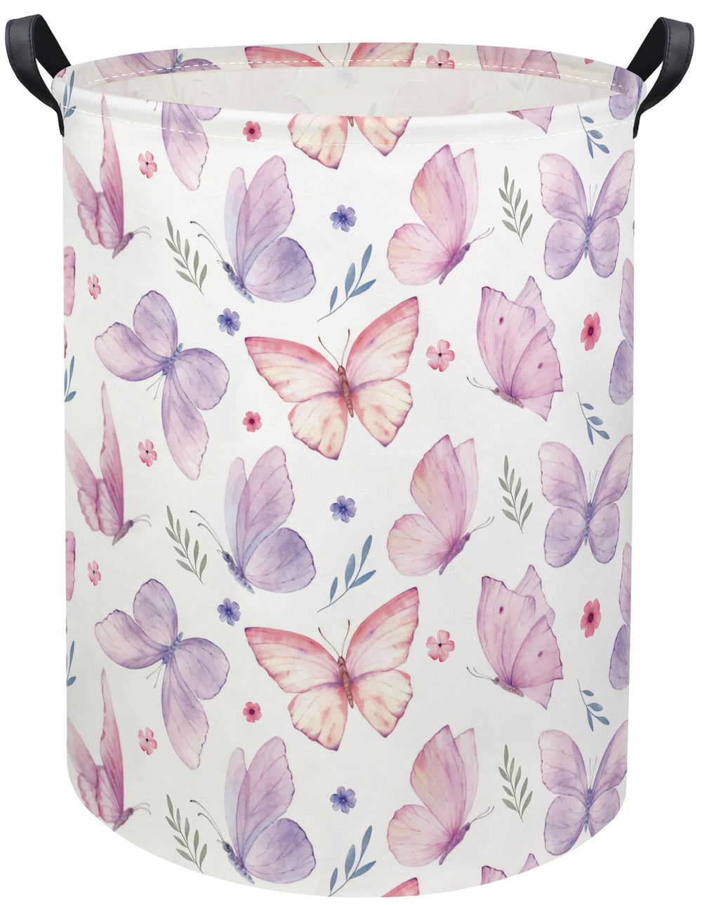 HIYAGON Butterfly Baby Laundry Basket with watercolor butterfly design for nursery organization.