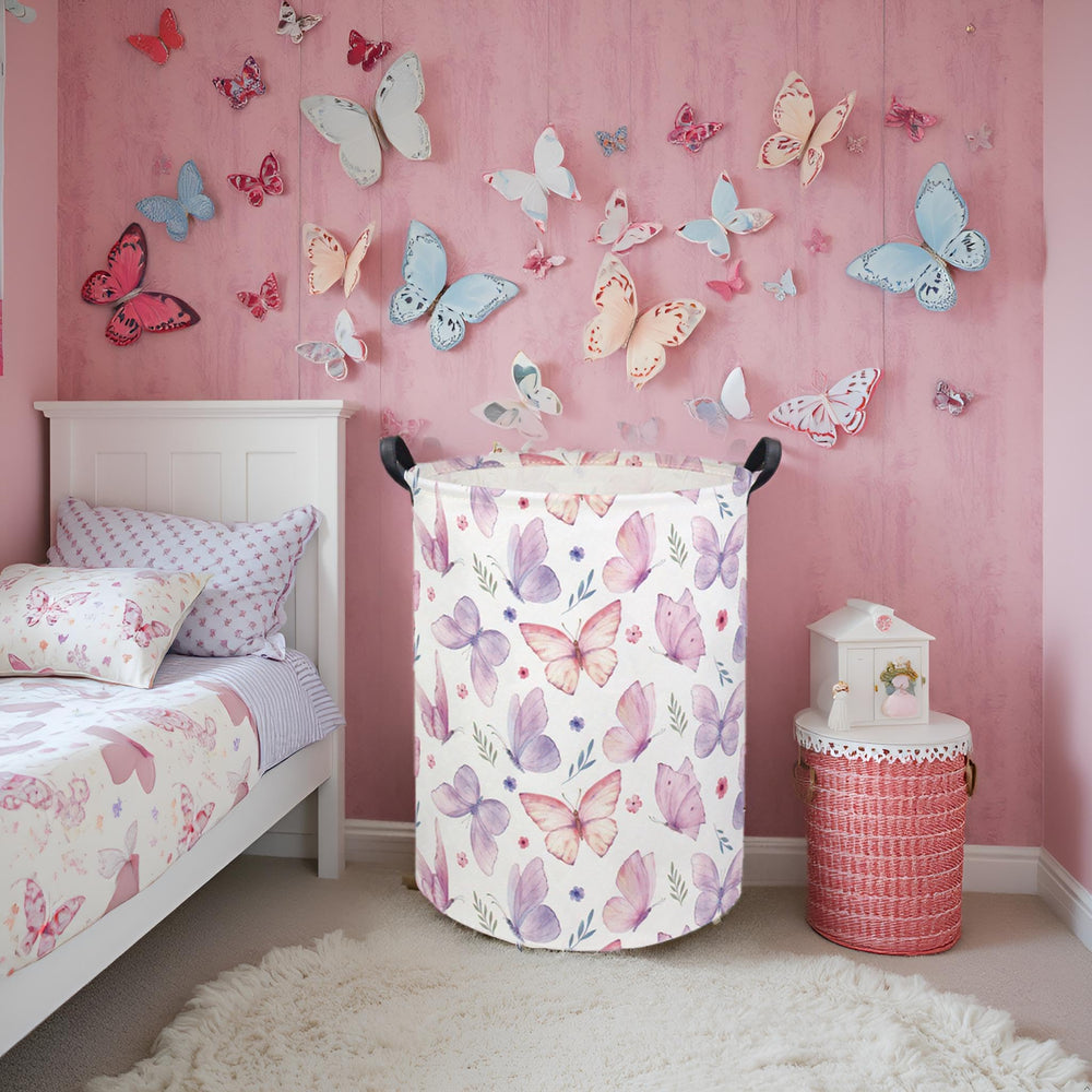 HIYAGON butterfly laundry basket waterproof inner liner keeps spills contained.