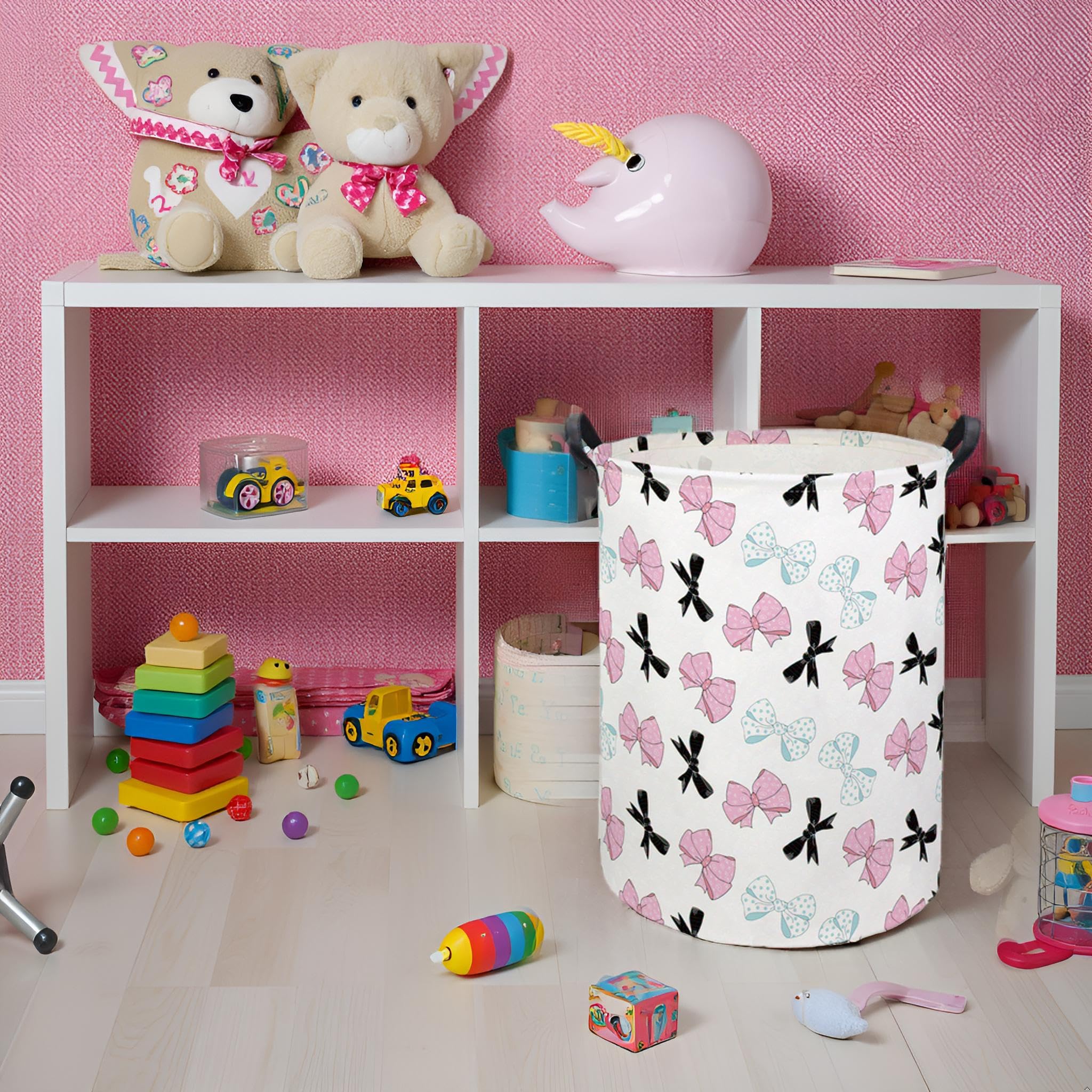 HIYAGON butterfly toy storage basket keeps nursery toys neatly organized.