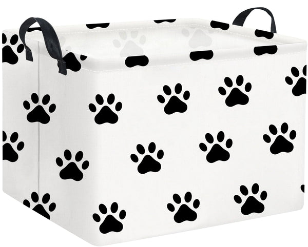 HIYAGON dog toy basket full-front view showing roomy paw-themed storage