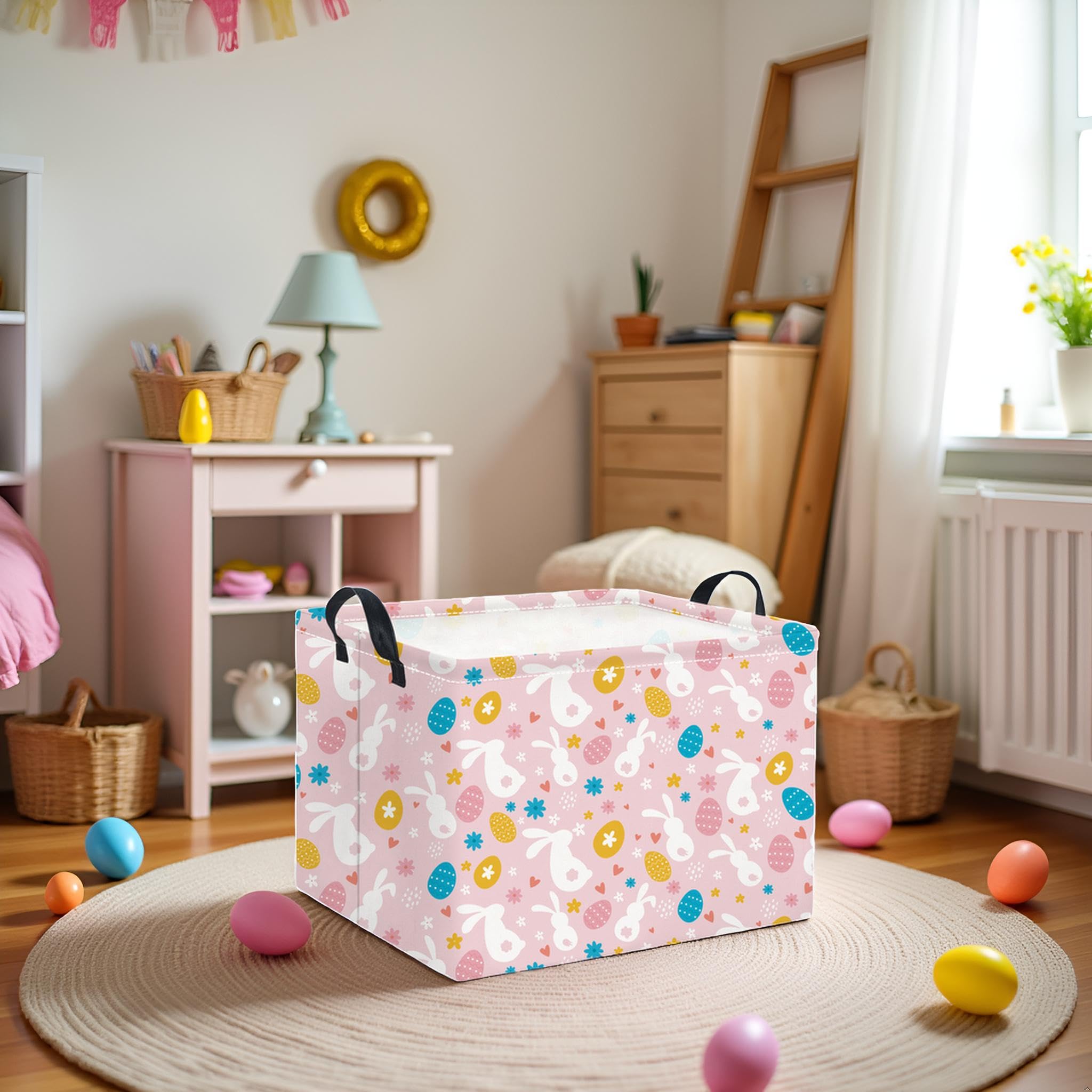 HIYAGON rectangular Easter basket with foldable design saves space when not in use.