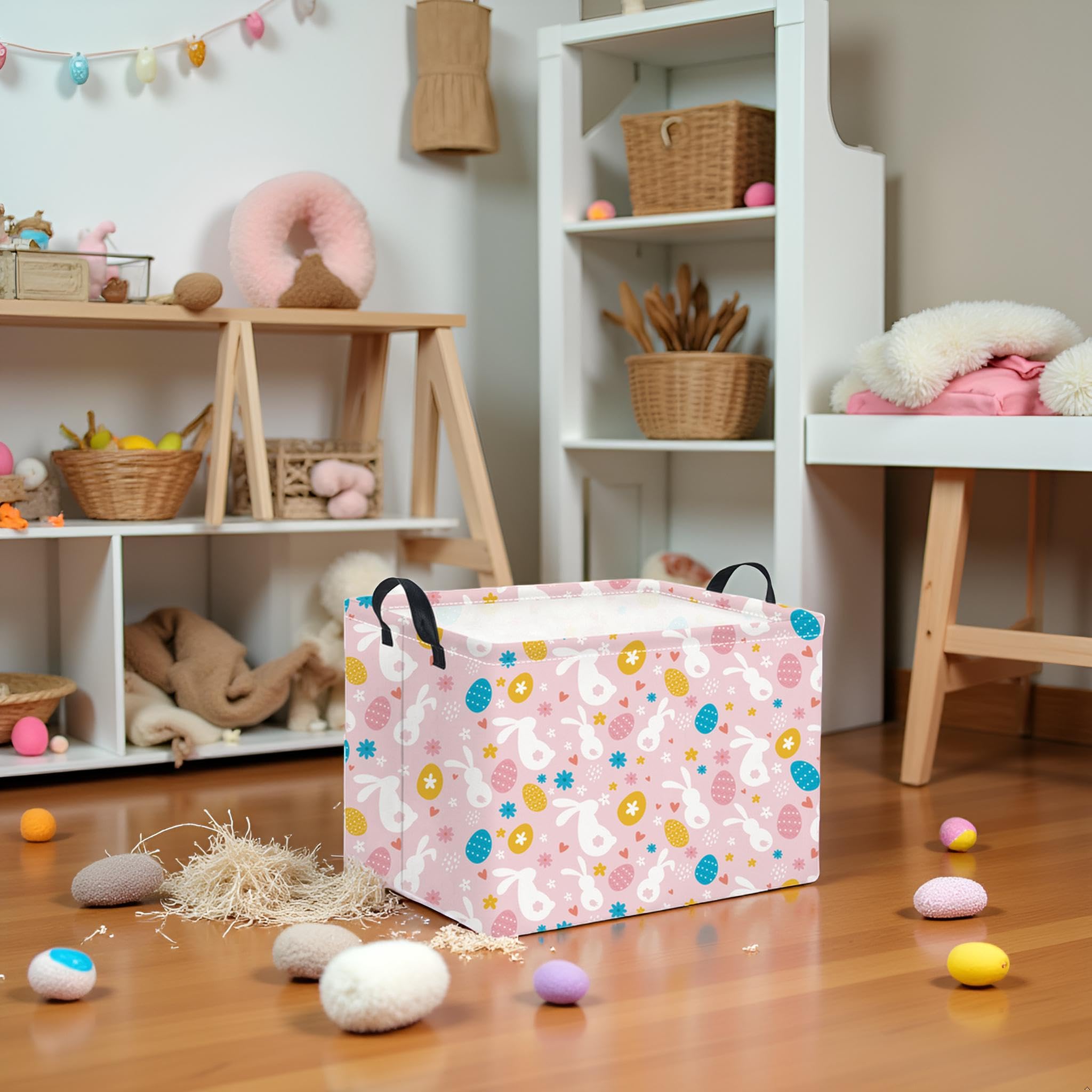 HIYAGON Easter basket waterproof lining protects items during use.