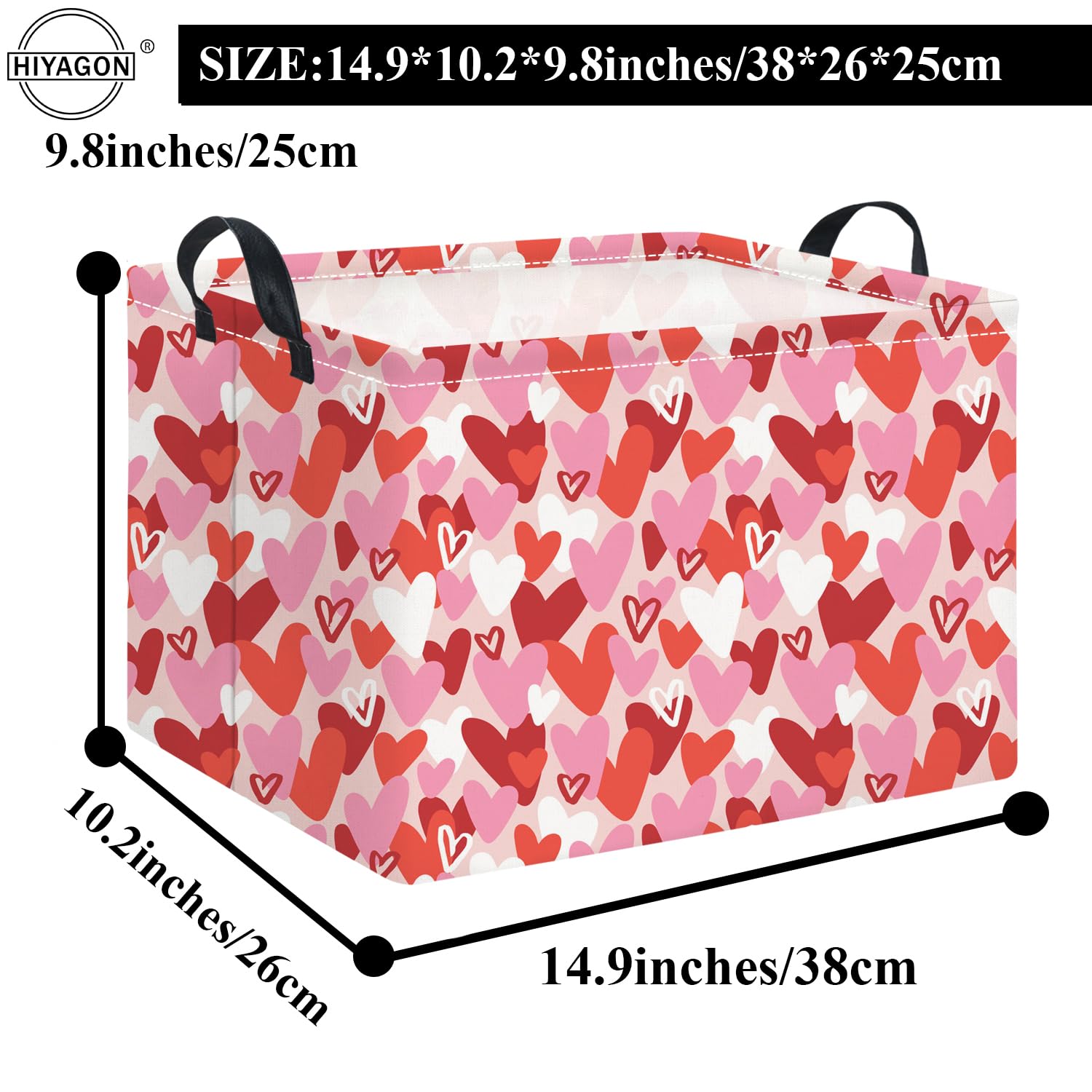 HIYAGON heart-themed storage bin suitable for bedroom or office spaces