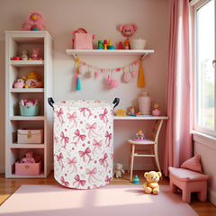 HIYAGON linen cotton toy storage bin with handles for easy moving.