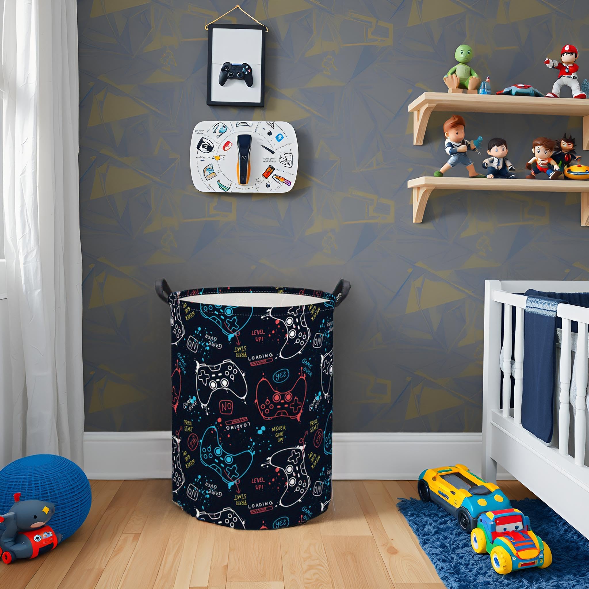HIYAGON nursery hamper with waterproof inner lining for containment