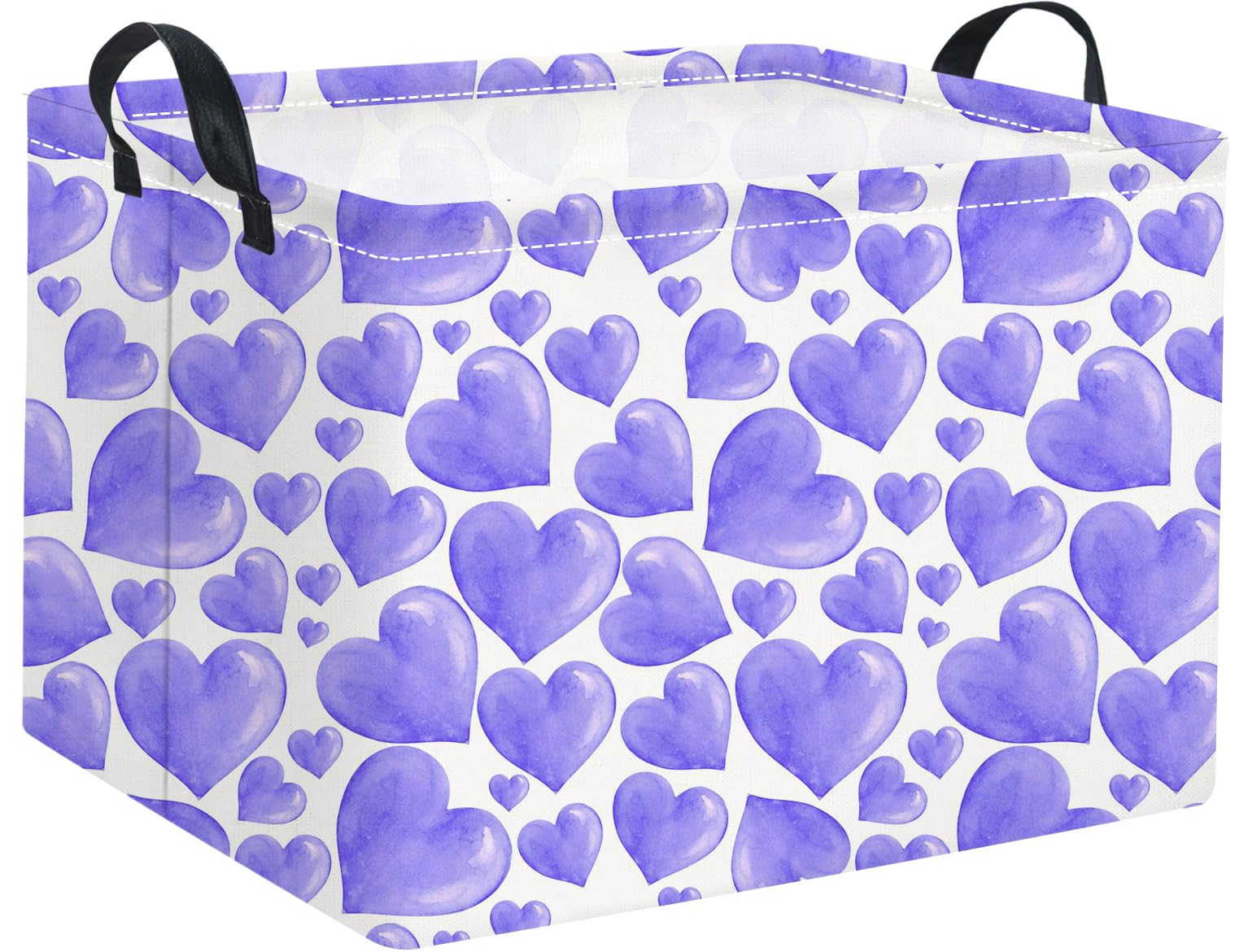 HIYAGON purple heart rectangular basket front view shows sturdy canvas for versatile storage