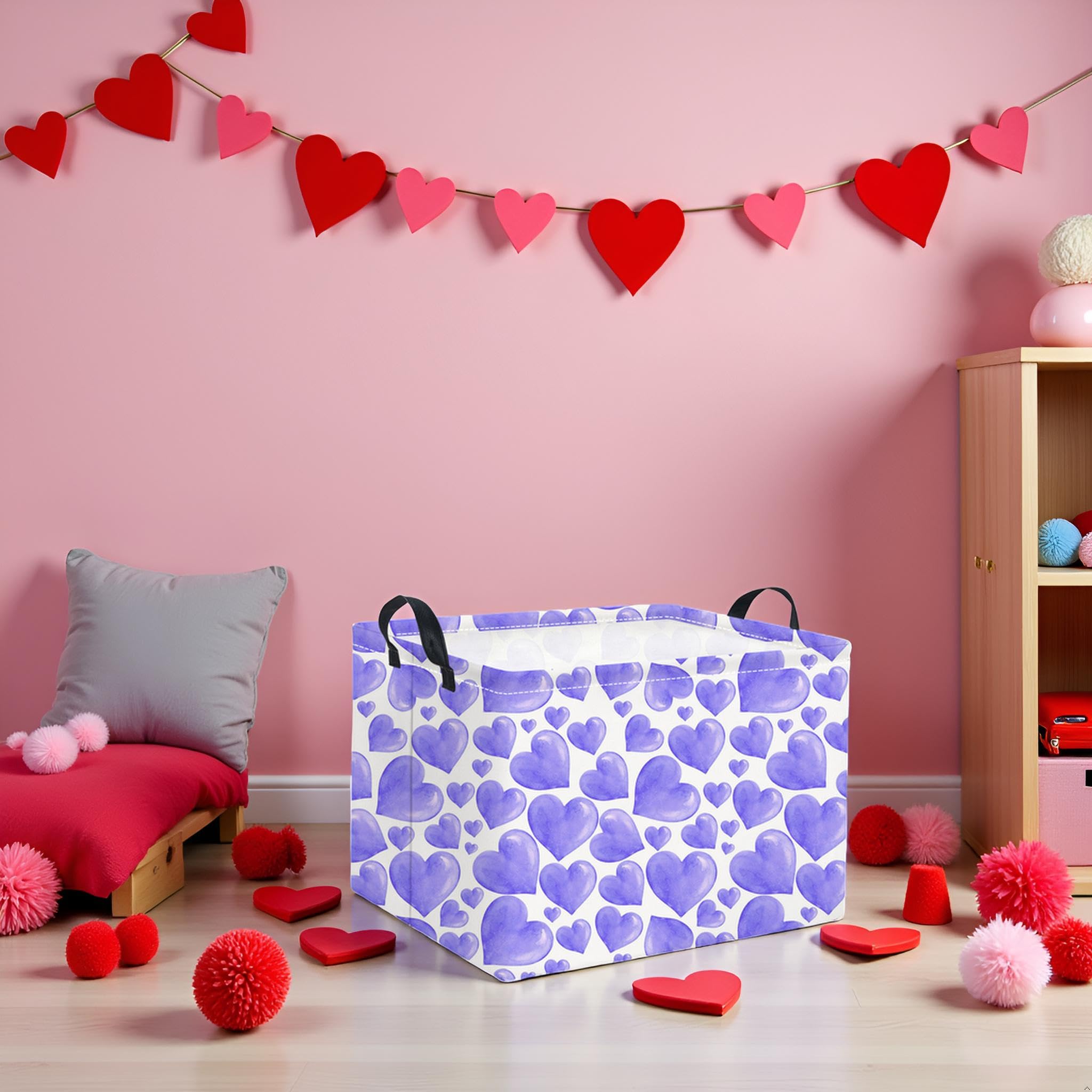 HIYAGON purple heart rectangular basket complements living room decor while organizing throws